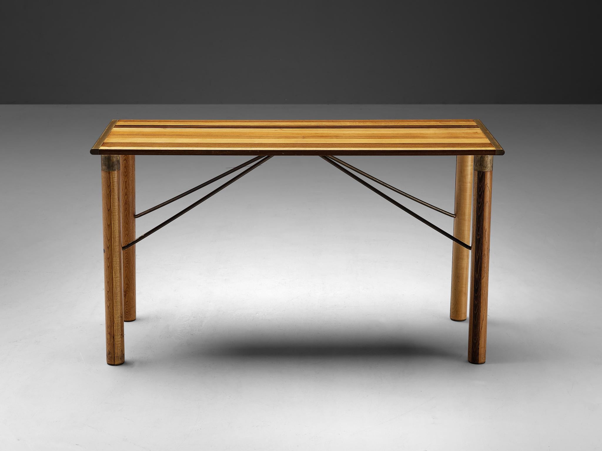 Afra & Tobia Scarpa 'Benetton' Consoles in Mixed Wood and Brass For Sale 2