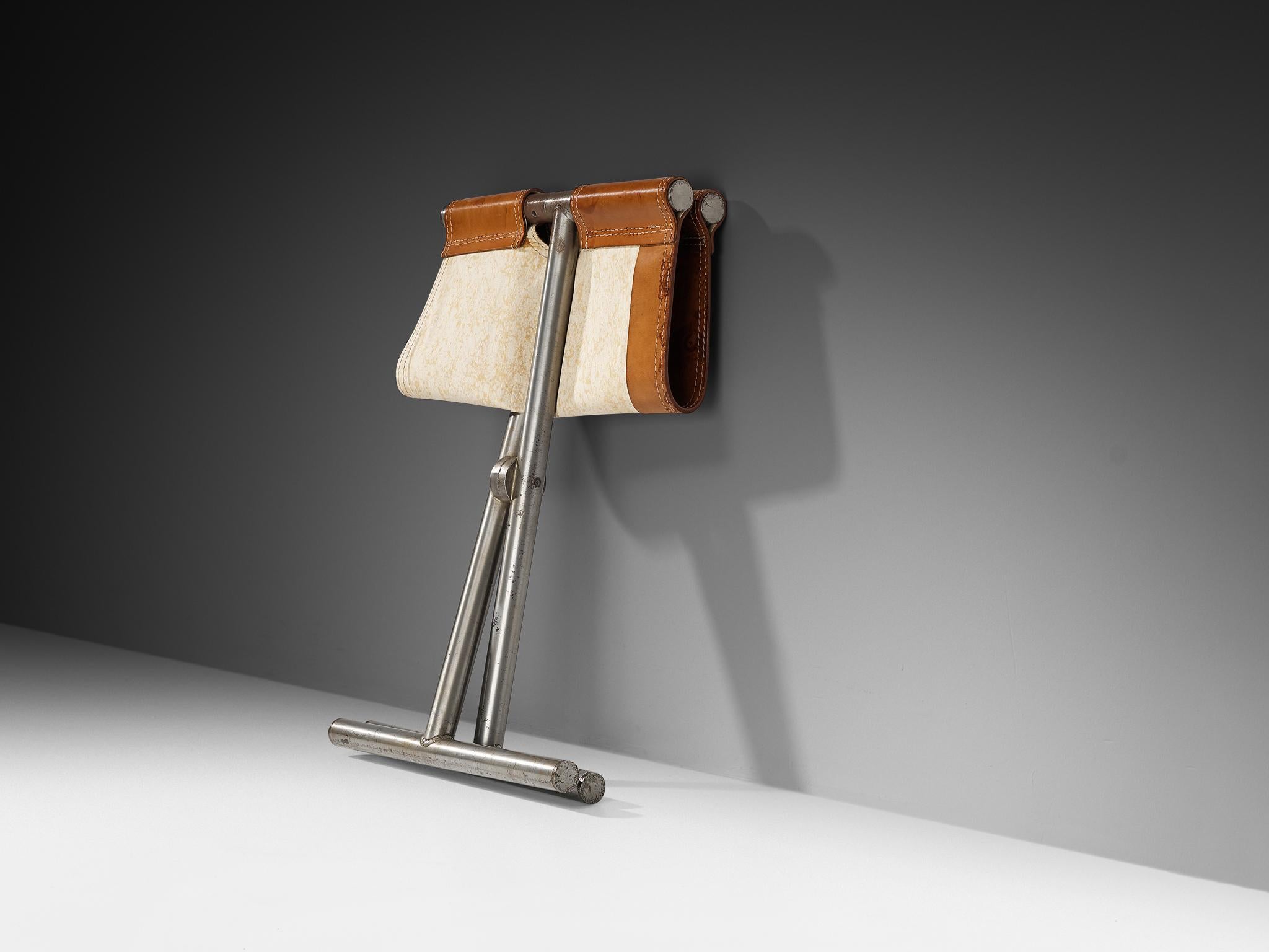 Afra & Tobia Scarpa ‘Benetton’ Stool in Leather and Steel For Sale 3