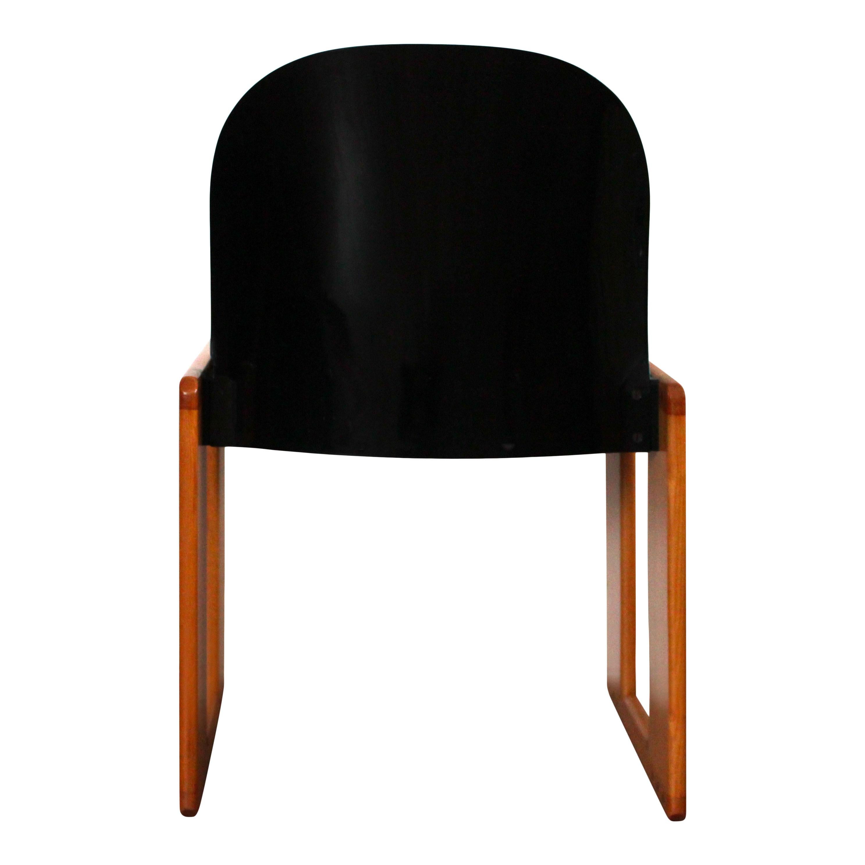 Afra & Tobia Scarpa Black Lacquered Dialogo Chair for B&B Italia, 1973, Set of 4 For Sale 4