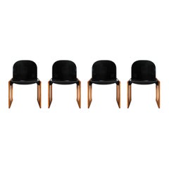 Afra & Tobia Scarpa Black Lacquered Dialogo Chair for B&B Italia, 1973, Set of 4