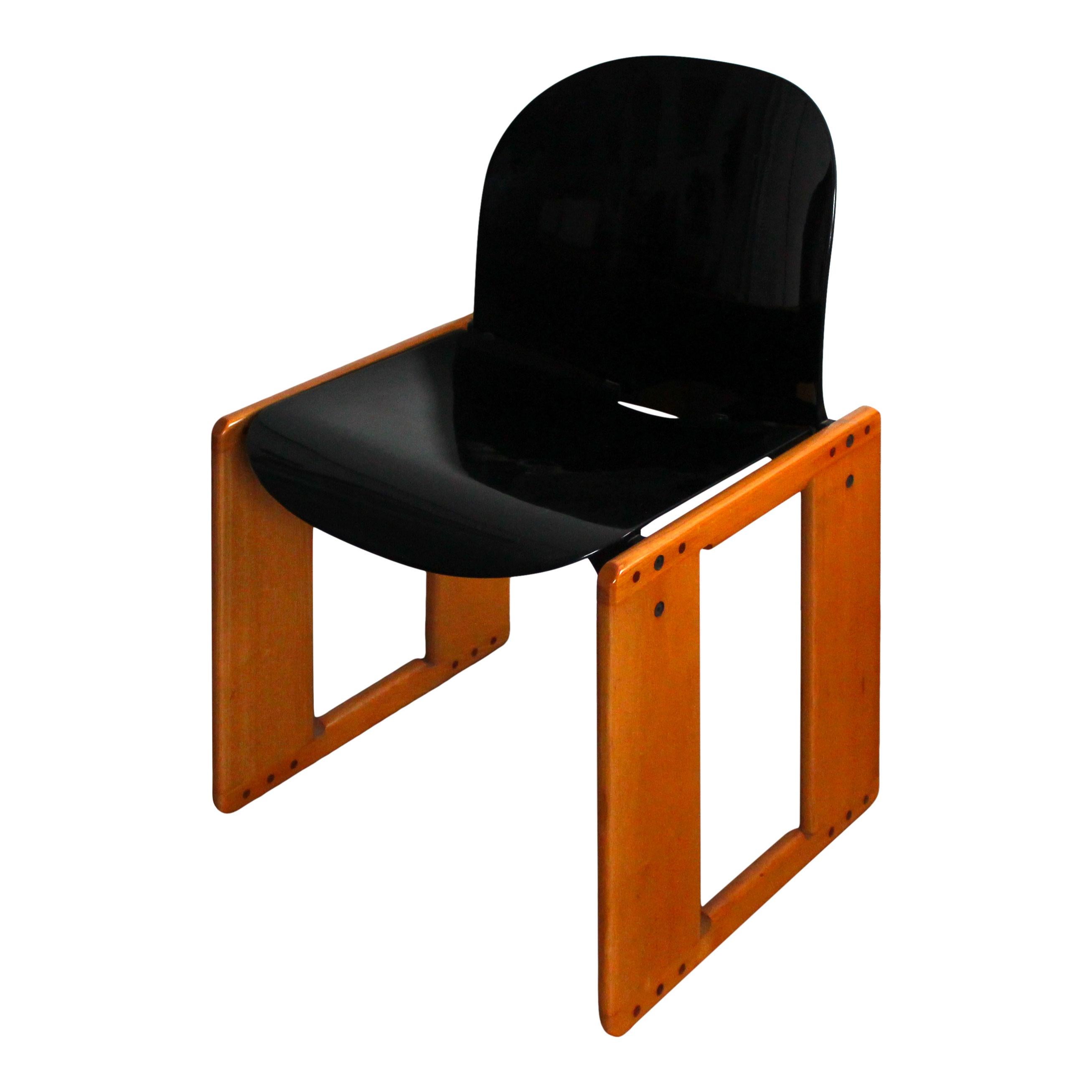 Plastic Afra & Tobia Scarpa Black Lacquered Dialogo Chair for B&B Italia, 1973, Set of 4 For Sale