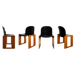 Afra & Tobia Scarpa Black Lacquered Dialogo Chair for B&B Italia, 1973, Set of 4
