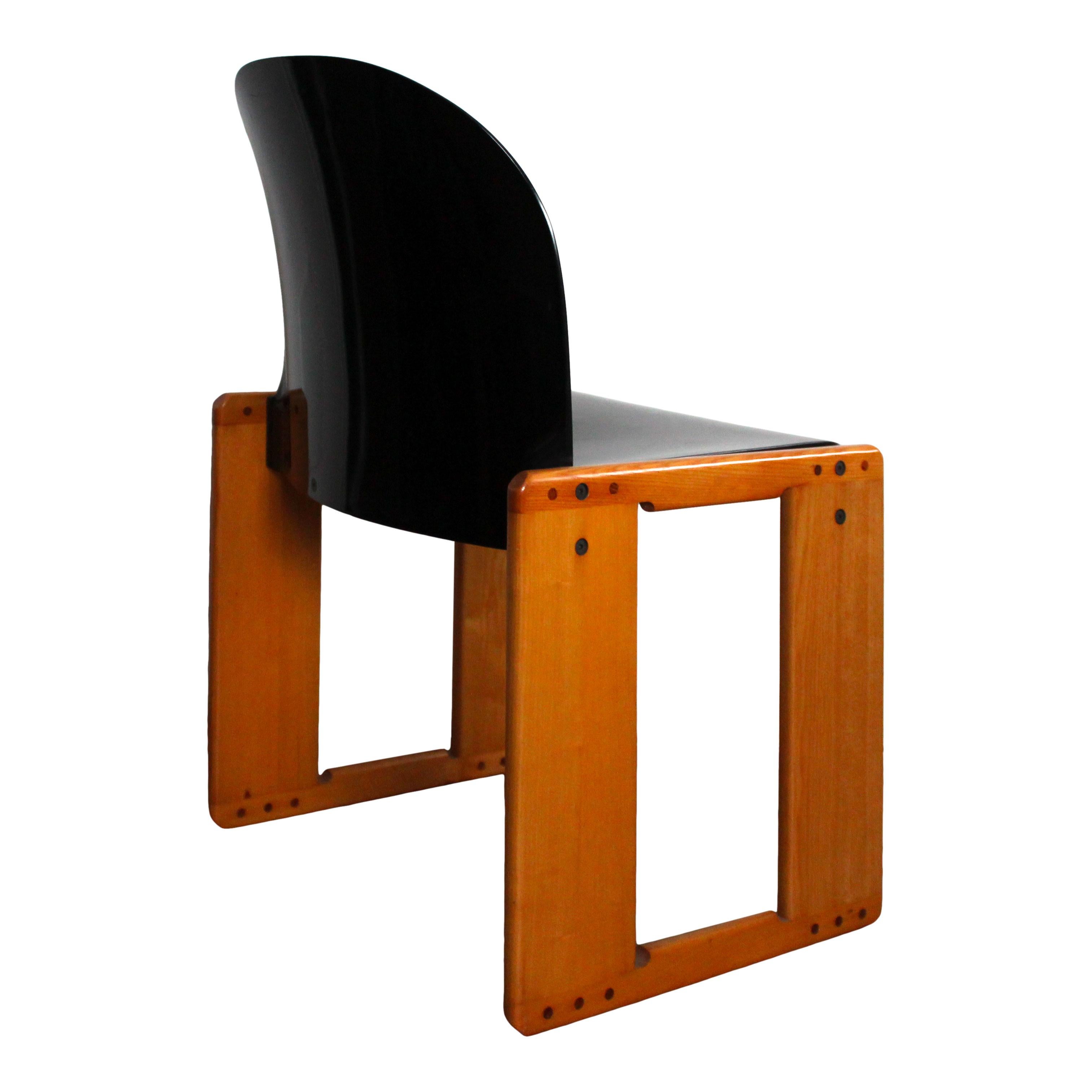 Afra & Tobia Scarpa Sedia Dialogo laccata nera per B&B Italia, 1973, Set di 6 in vendita 2