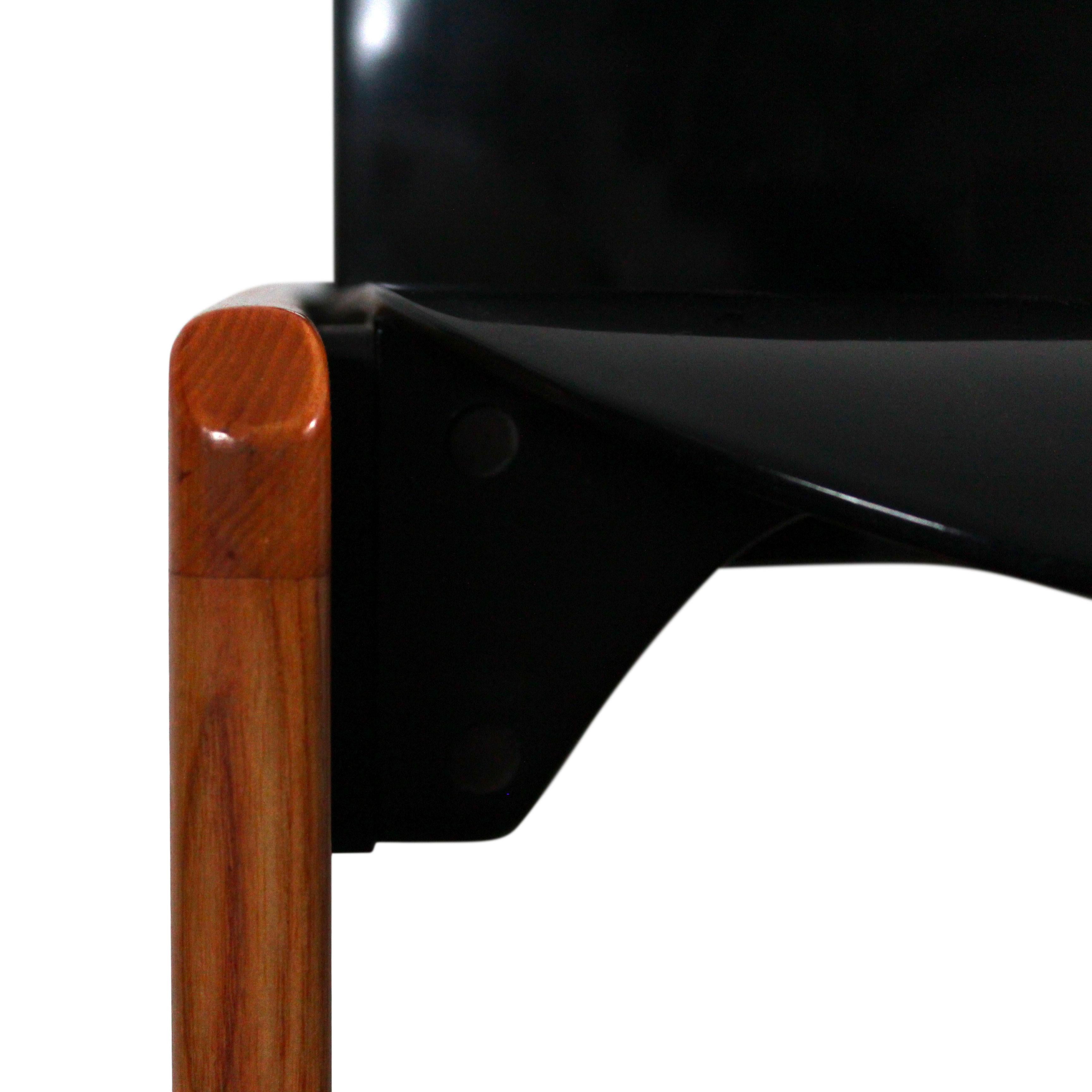 Afra & Tobia Scarpa Sedia Dialogo laccata nera per B&B Italia, 1973, Set di 6 in vendita 4