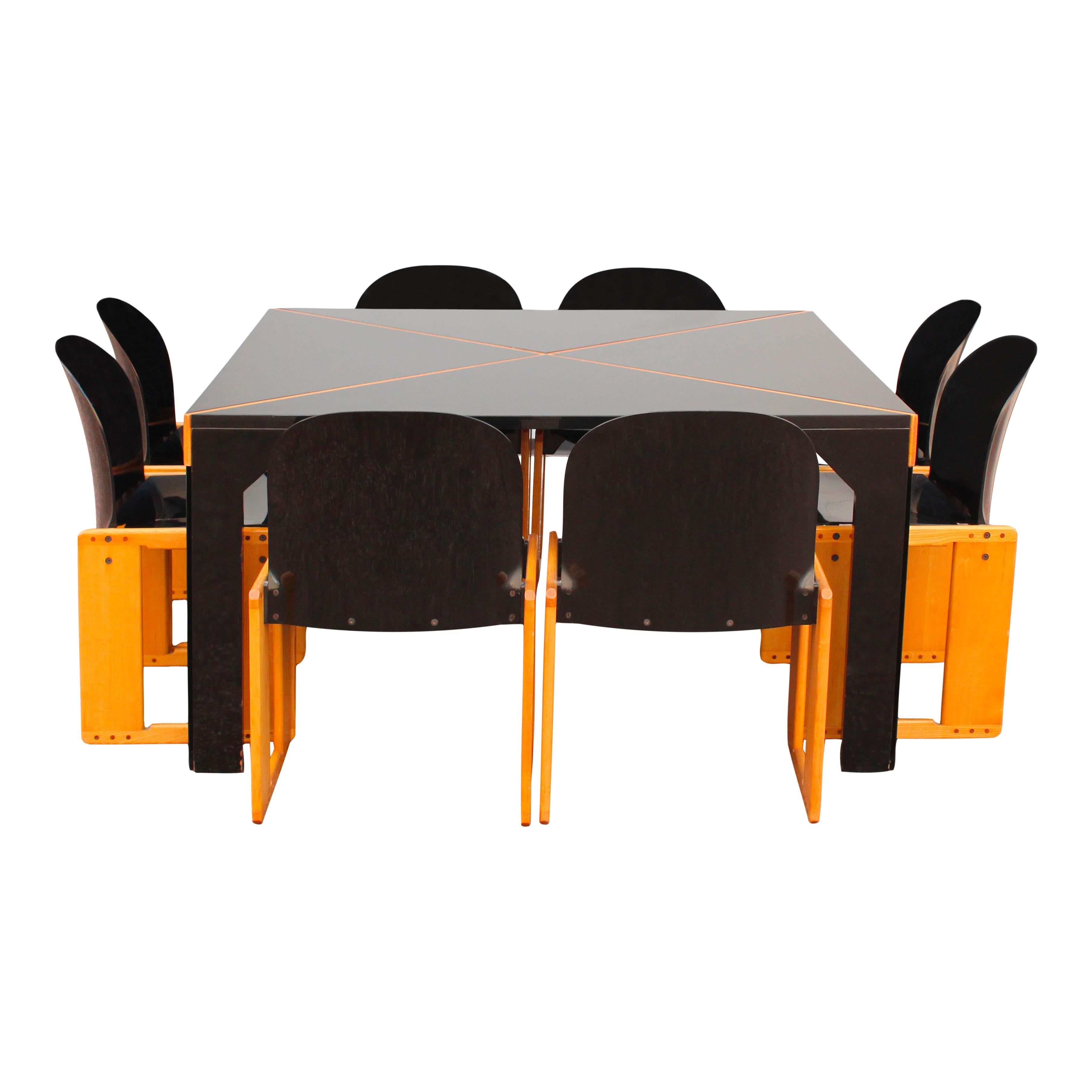 Afra & Tobia Scarpa Sedia Dialogo laccata nera per B&B Italia, 1973, Set di 6 in vendita 11