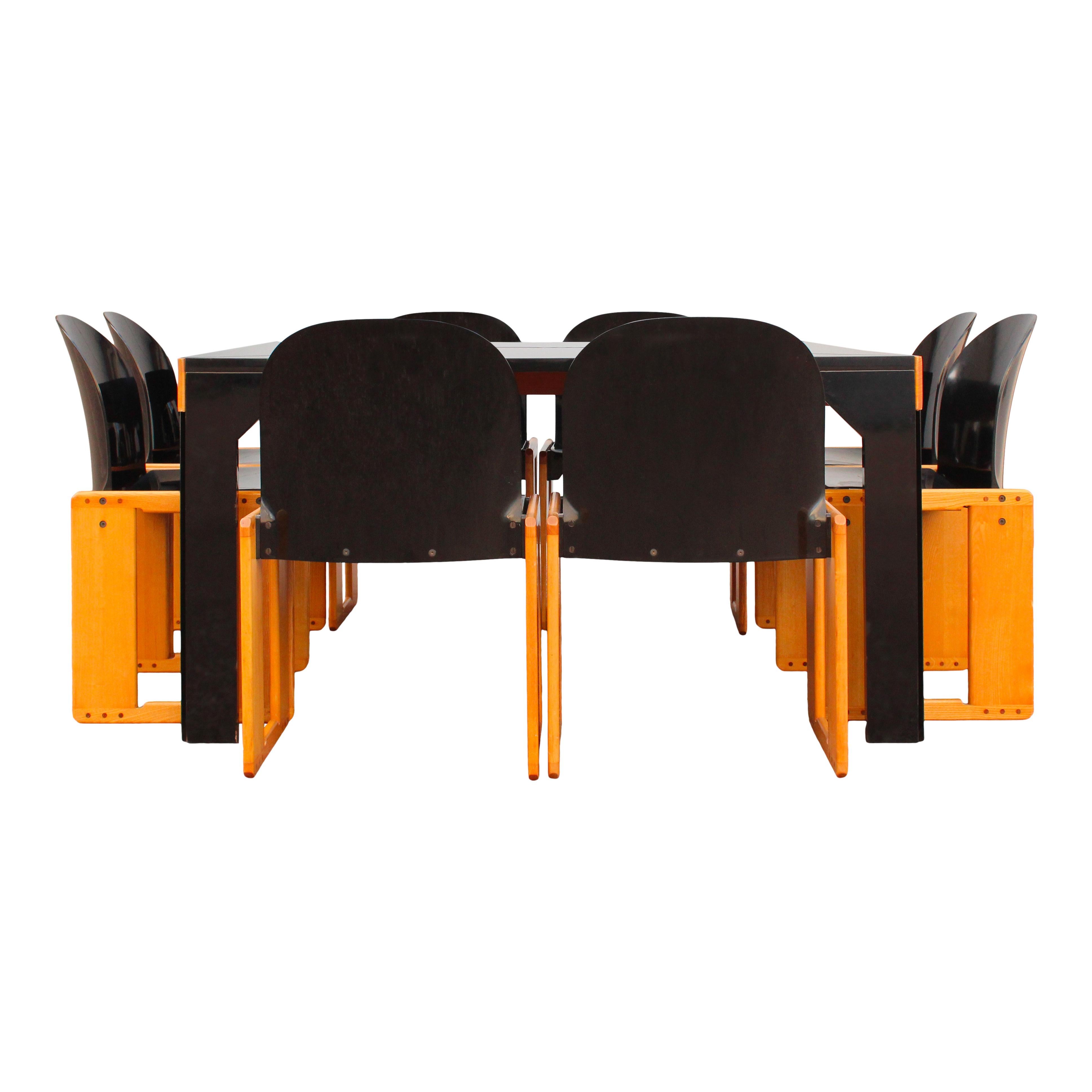 Afra & Tobia Scarpa Sedia Dialogo laccata nera per B&B Italia, 1973, Set di 6 in vendita 12