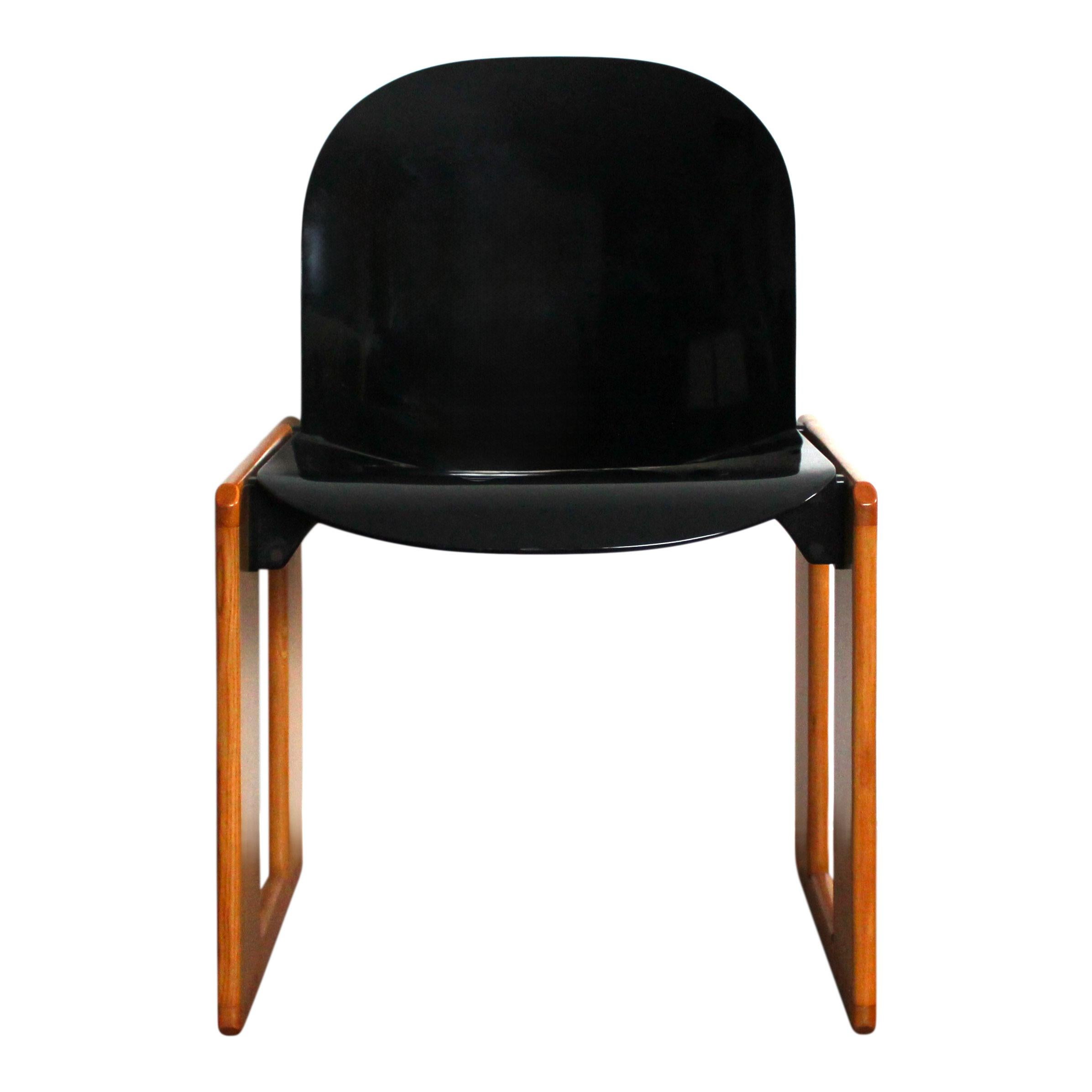 Afra & Tobia Scarpa Sedia Dialogo laccata nera per B&B Italia, 1973, Set di 6 In condizioni buone in vendita a Vicenza, IT