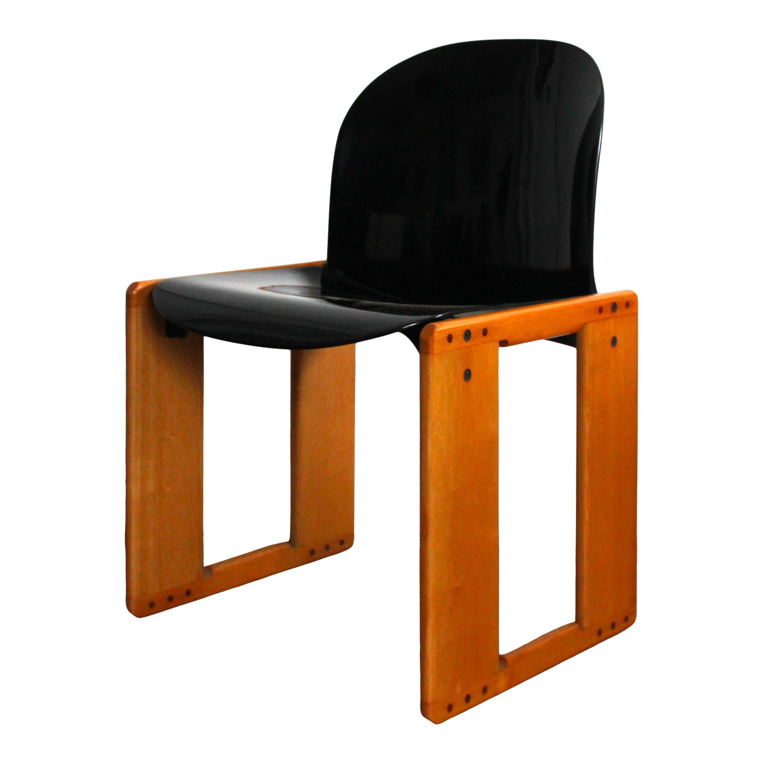 Fine XX secolo Afra & Tobia Scarpa Sedia Dialogo laccata nera per B&B Italia, 1973, Set di 6 in vendita