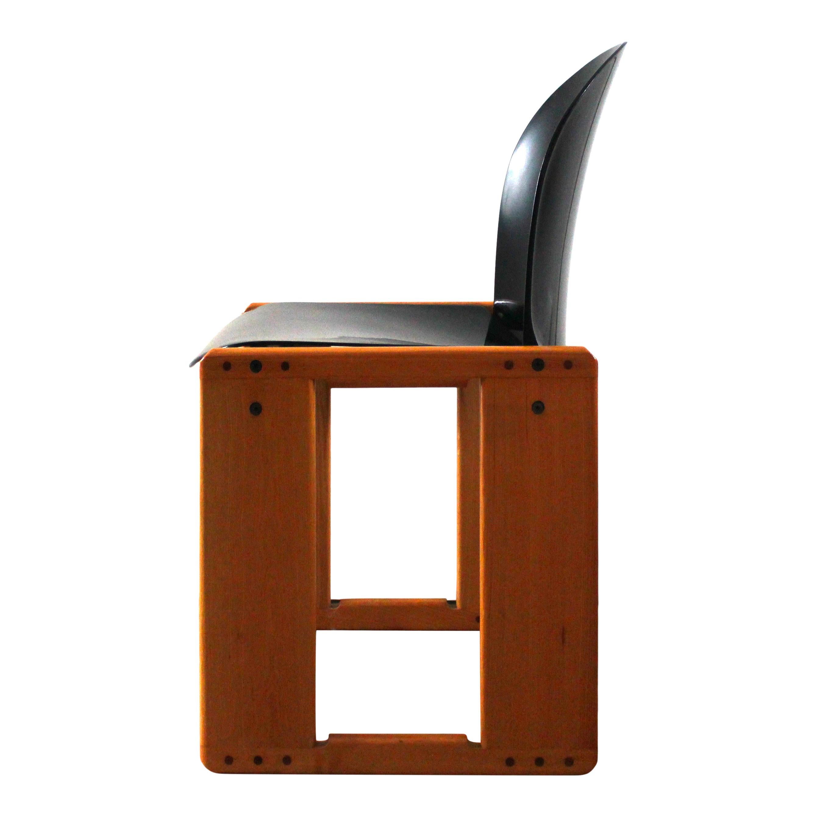 Afra & Tobia Scarpa Sedia Dialogo laccata nera per B&B Italia, 1973, Set di 6 in vendita 1