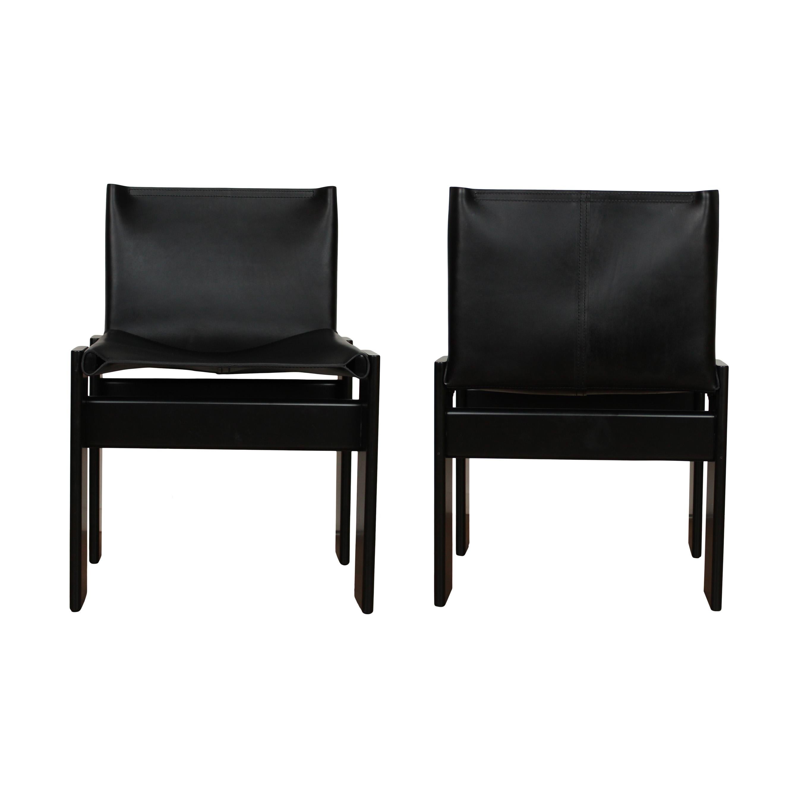 Afra & Tobia Scarpa Black Lacquered Monk Dining Chair for Molteni, Set of 10 For Sale 2