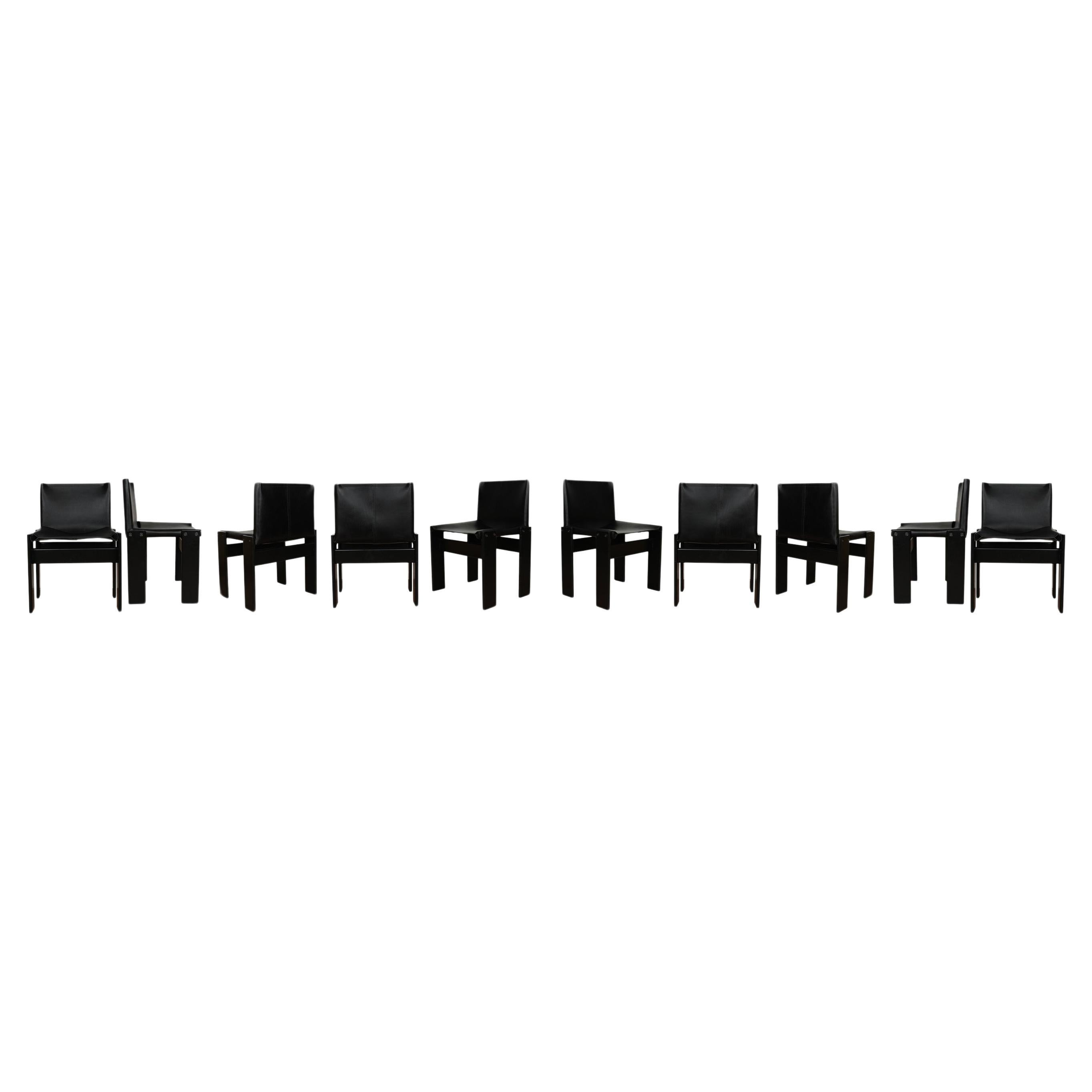 Afra & Tobia Scarpa Black Lacquered Monk Dining Chair for Molteni, Set of 10 For Sale