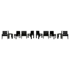Vintage Afra & Tobia Scarpa Black Lacquered Monk Dining Chair for Molteni, Set of 10