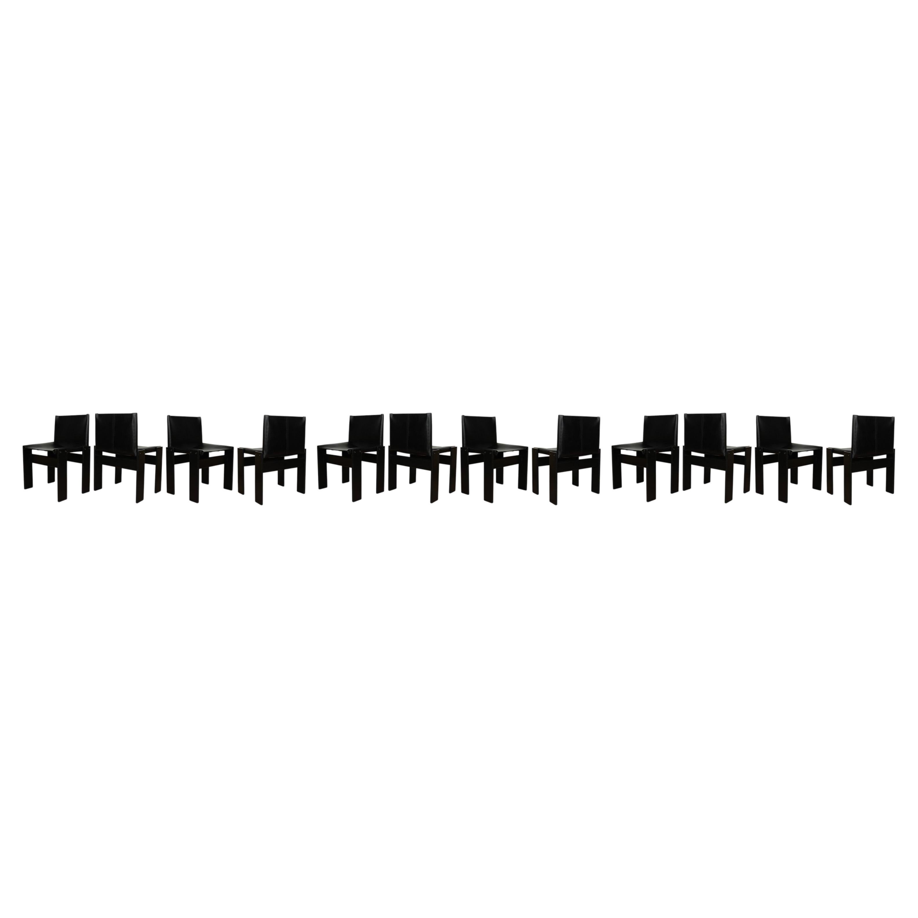 Afra & Tobia Scarpa Silla de Comedor Monje Lacada en Negro para Molteni, Juego de 12