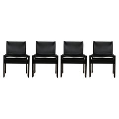 Afra & Tobia Scarpa Black Lacquered Monk Dining Chair for Molteni, Set of 4