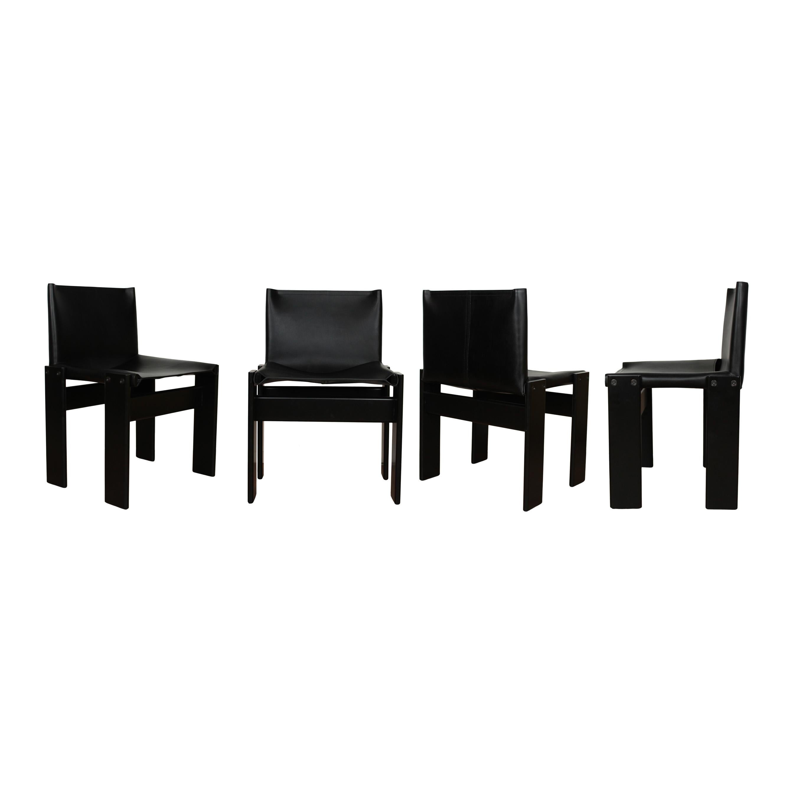 Sedia da pranzo Tobia Scarpa laccata nera per Molteni, Set di 4 In condizioni buone in vendita a Vicenza, IT