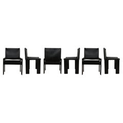 Vintage Afra & Tobia Scarpa Black Lacquered Monk Dining Chair for Molteni, Set of 6