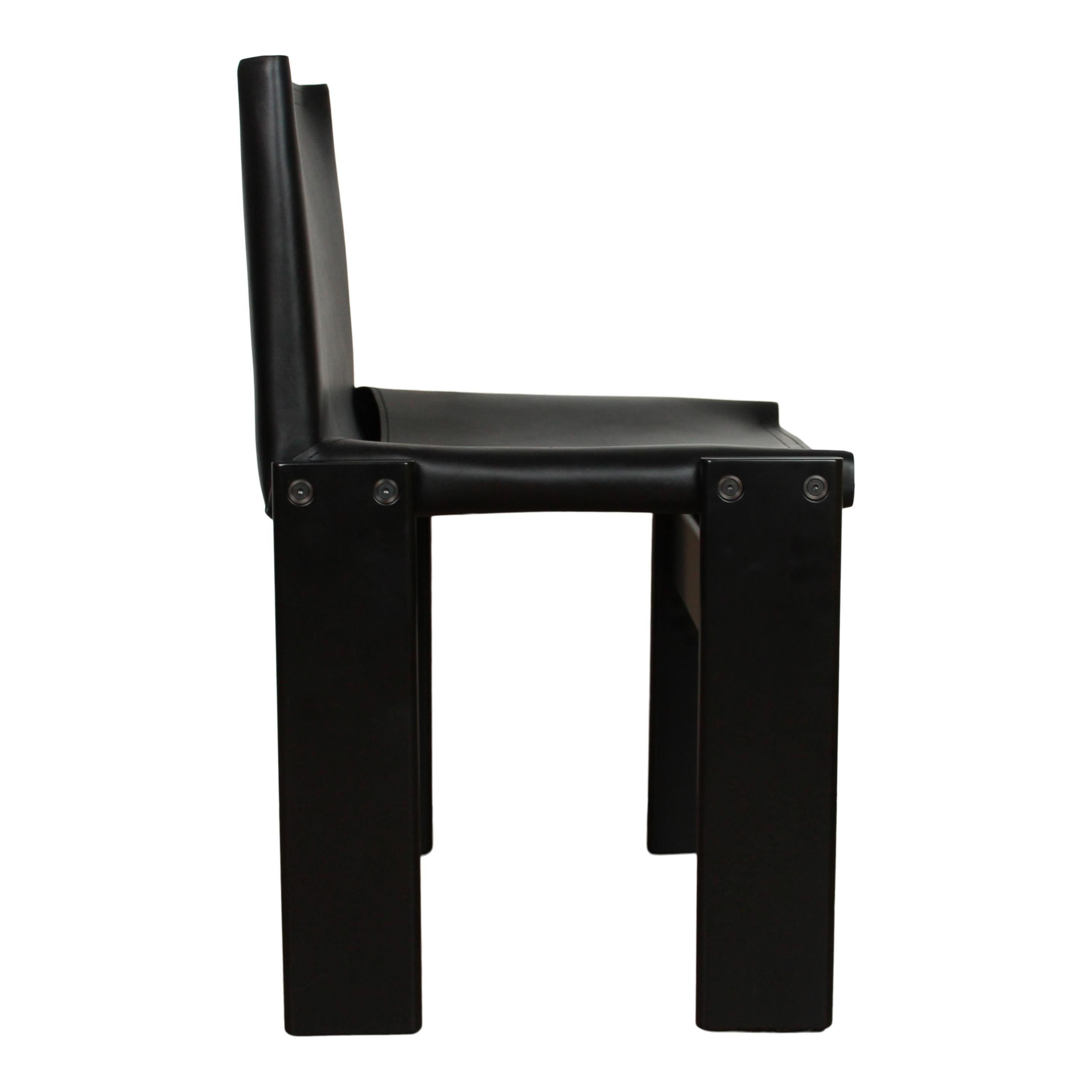 Afra & Tobia Scarpa Silla de Comedor Monje Lacada en Negro para Molteni, Juego de 8 en venta 4