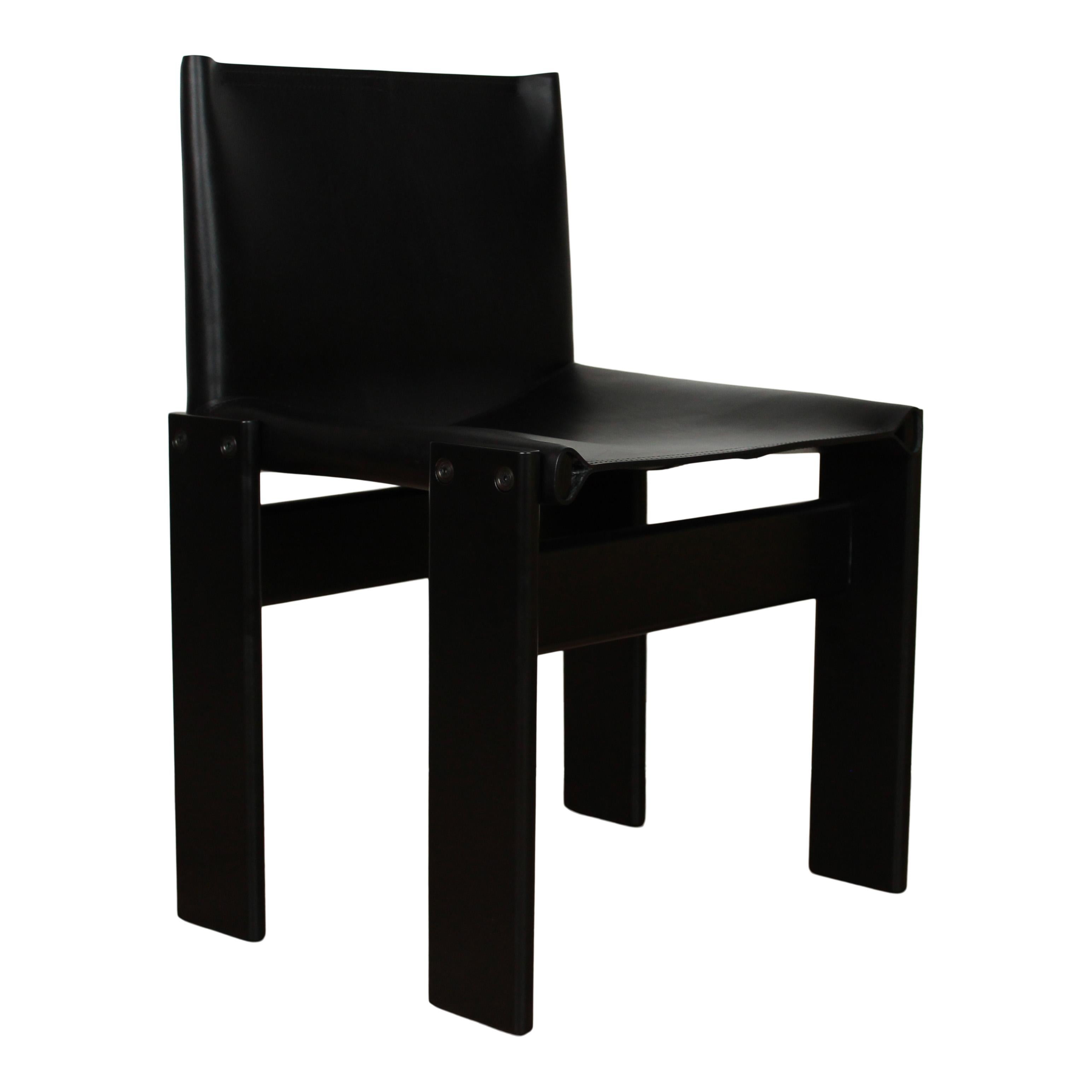 Afra & Tobia Scarpa Silla de Comedor Monje Lacada en Negro para Molteni, Juego de 8 en venta 6