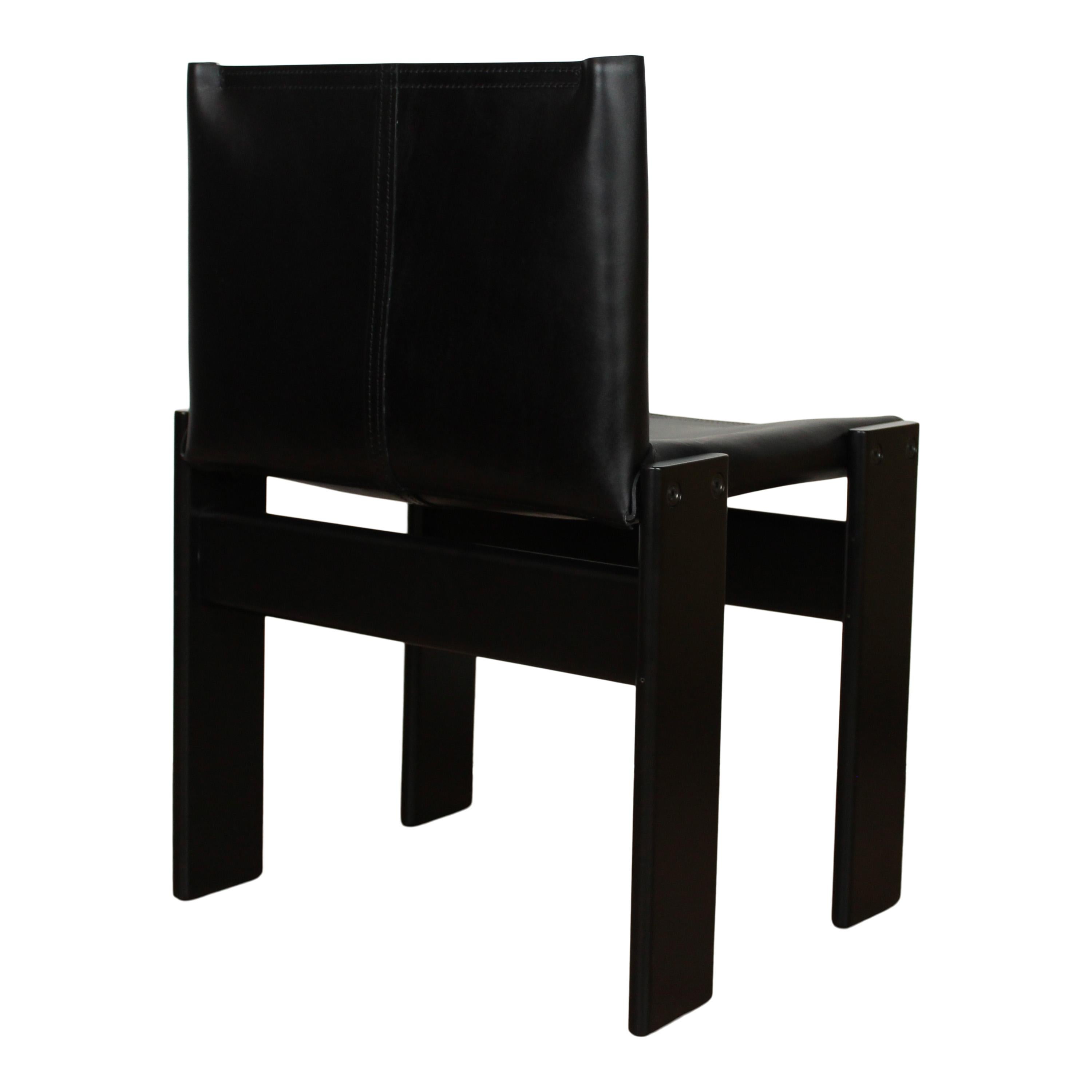 Afra & Tobia Scarpa Silla de Comedor Monje Lacada en Negro para Molteni, Juego de 8 en venta 8