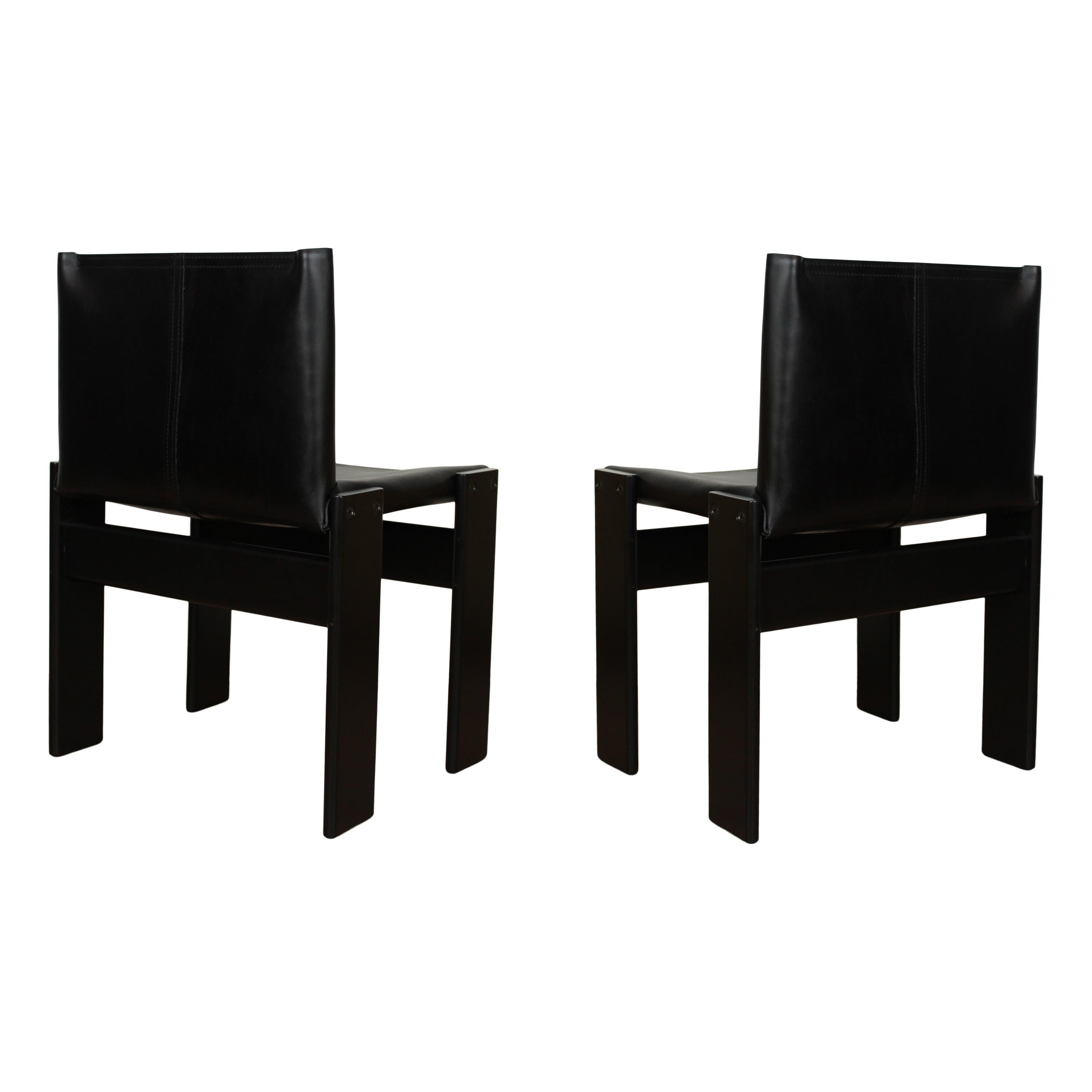 Afra & Tobia Scarpa Silla de Comedor Monje Lacada en Negro para Molteni, Juego de 8 en venta 1