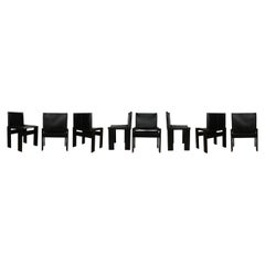Afra & Tobia Scarpa Black Lacquered Monk Dining Chair for Molteni, Set of 8