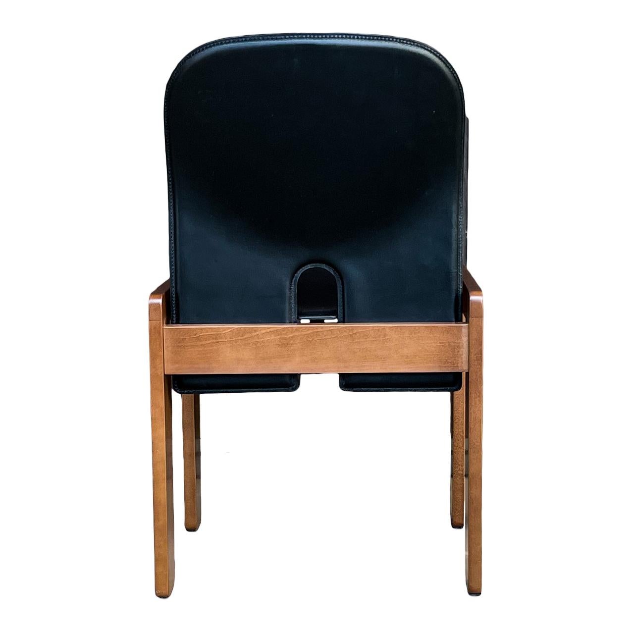 Afra & Tobia Scarpa Black Leather 121 Dining Chair for Cassina, 1967, Set of 10 For Sale 3