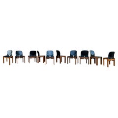 Afra & Tobia Scarpa Chaise de salle à manger 121 en cuir noir pour Cassina, 1967, ensemble de 10 pièces