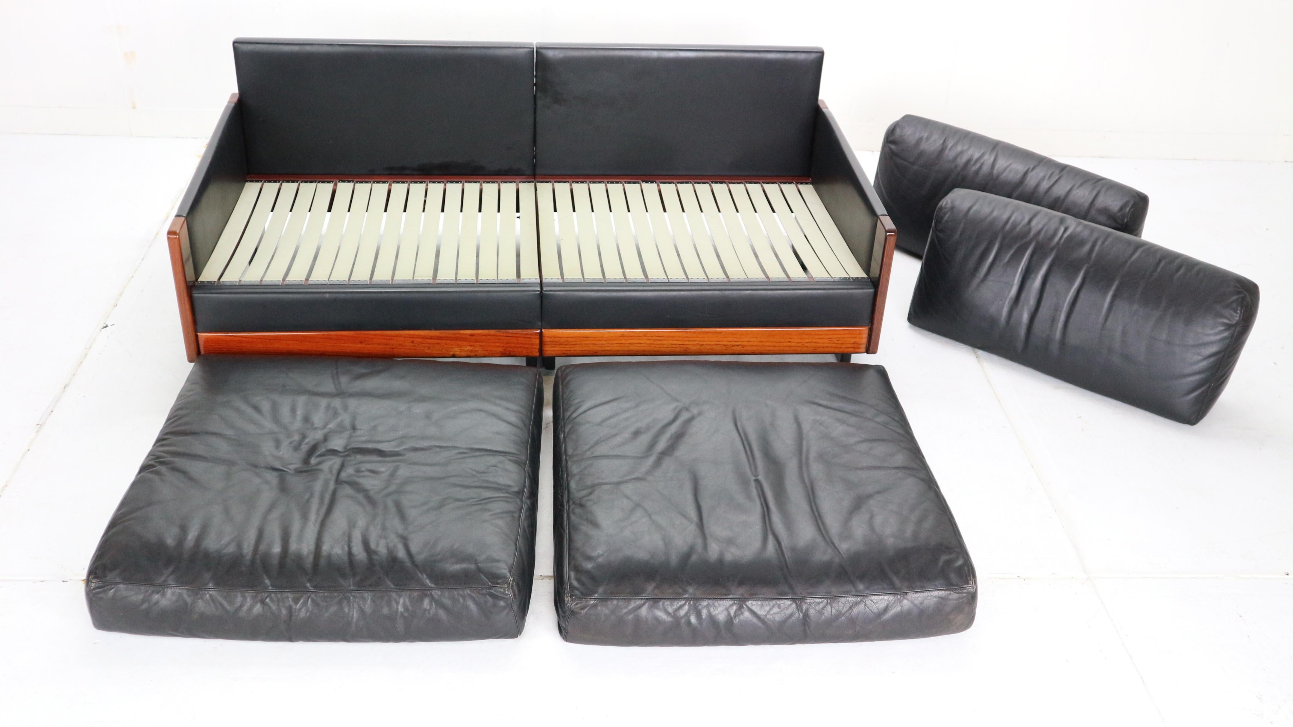 Afra & Tobia Scarpa Black Leather 2-Seat Sofa for Cassina Model-920, 1960s 13
