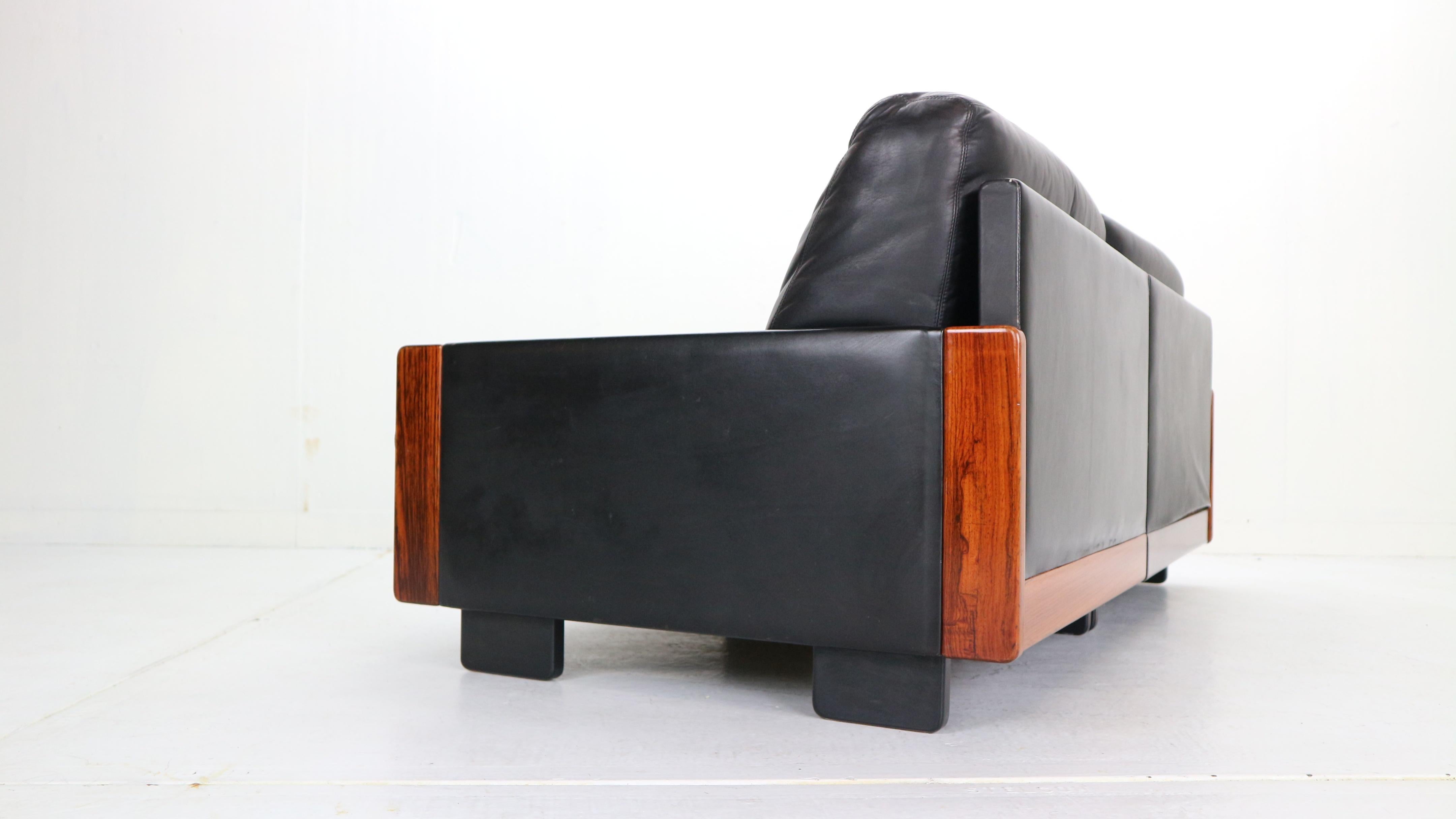 Afra & Tobia Scarpa Black Leather 2-Seat Sofa for Cassina Model-920, 1960s 1