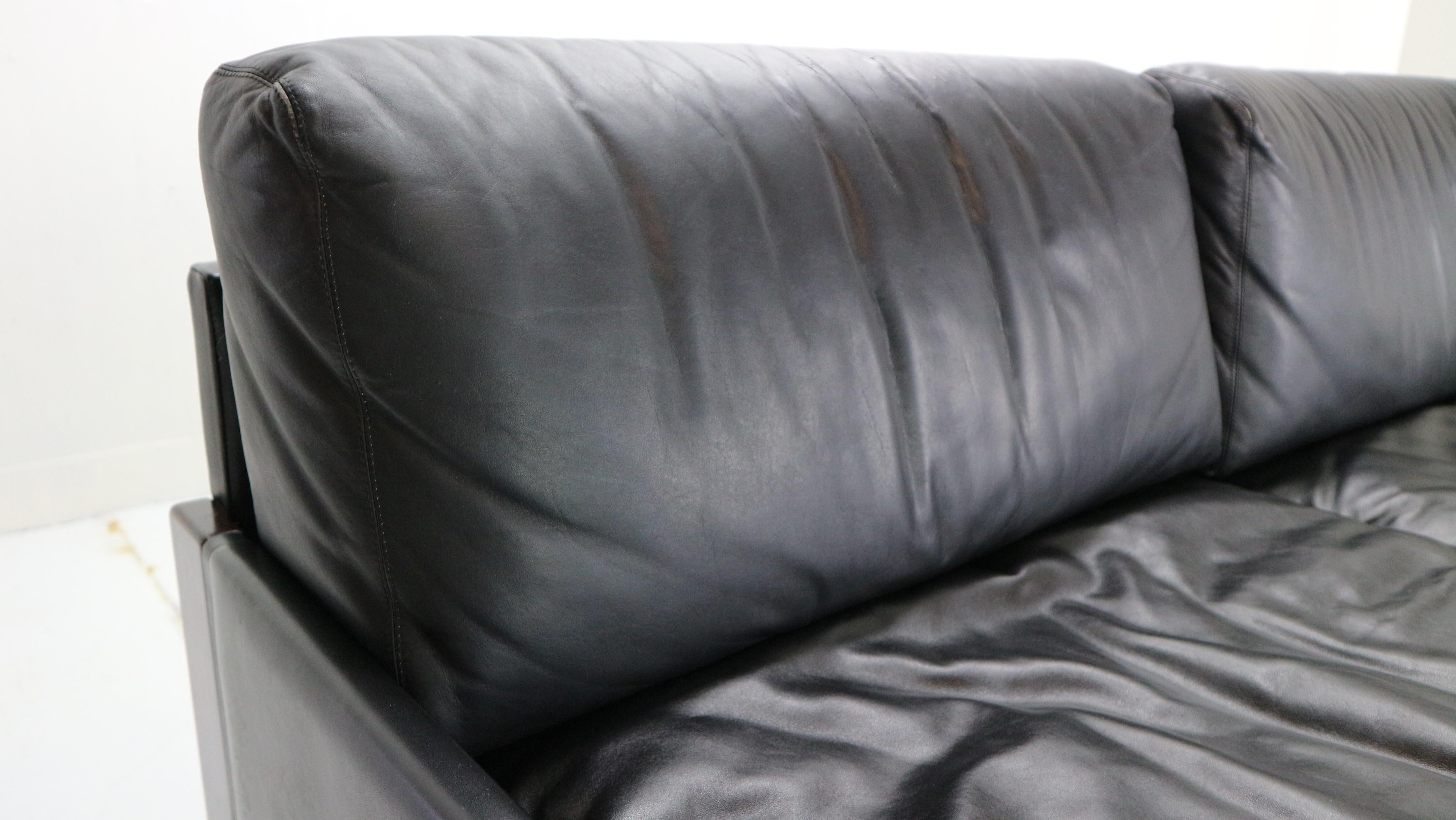 Afra & Tobia Scarpa Black Leather 3-Seat Sofa for Cassina Model-920, 1960s 9