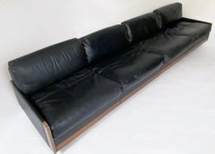 Afra & Tobia Scarpa Black Leather 4-Seat Sofa for Cassina Model-920, 1970s