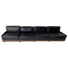 Afra & Tobia Scarpa Black Leather 4-Seat Sofa for Cassina Model-920, 1970s