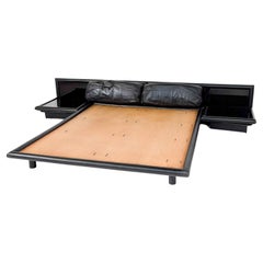 Afra & Tobia Scarpa Black Leather Bed Model Morna for Molteni, Italy, 1972