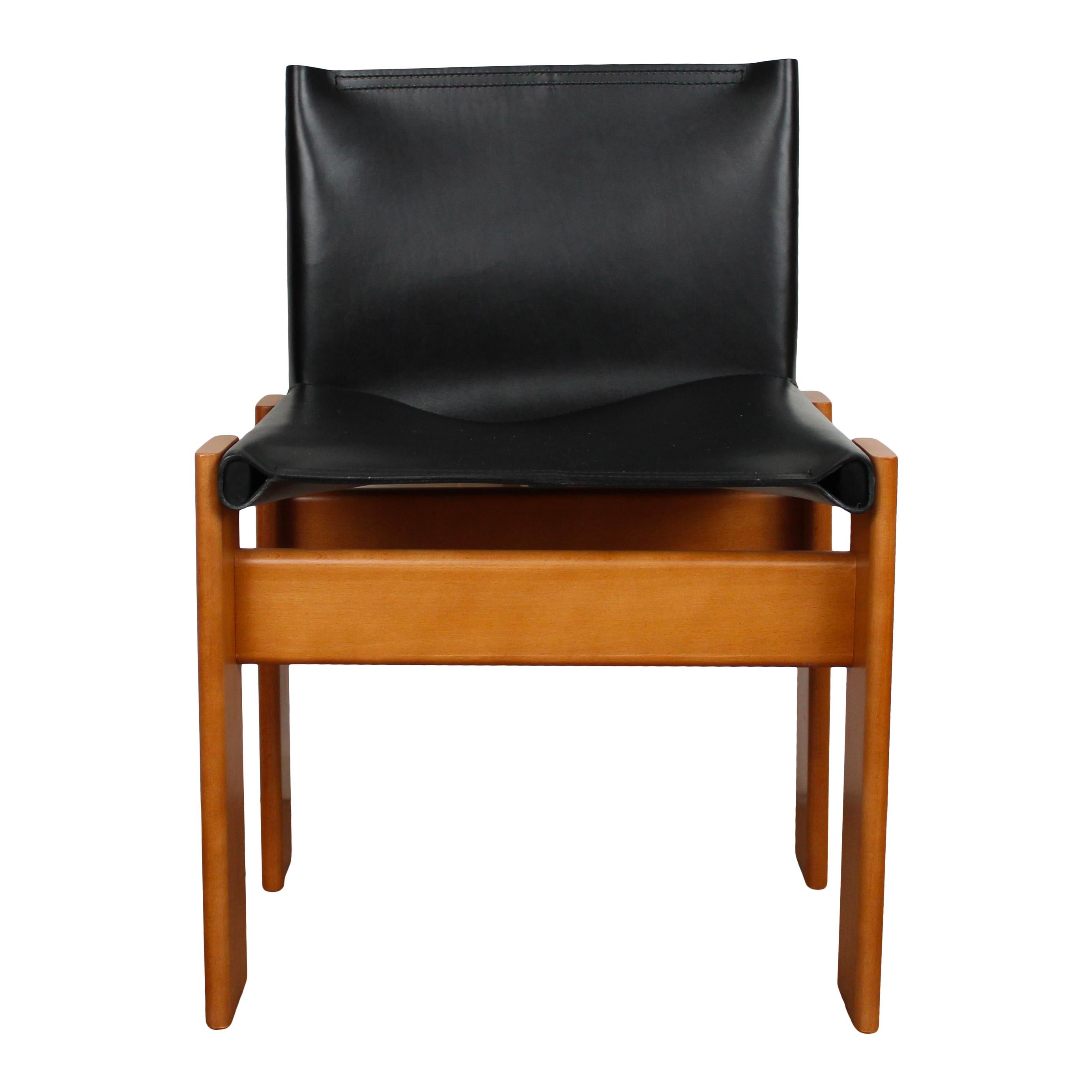 Sedia da pranzo Afra & Tobia Scarpa in pelle nera e rossa per Molteni, Set di 10 in vendita 8