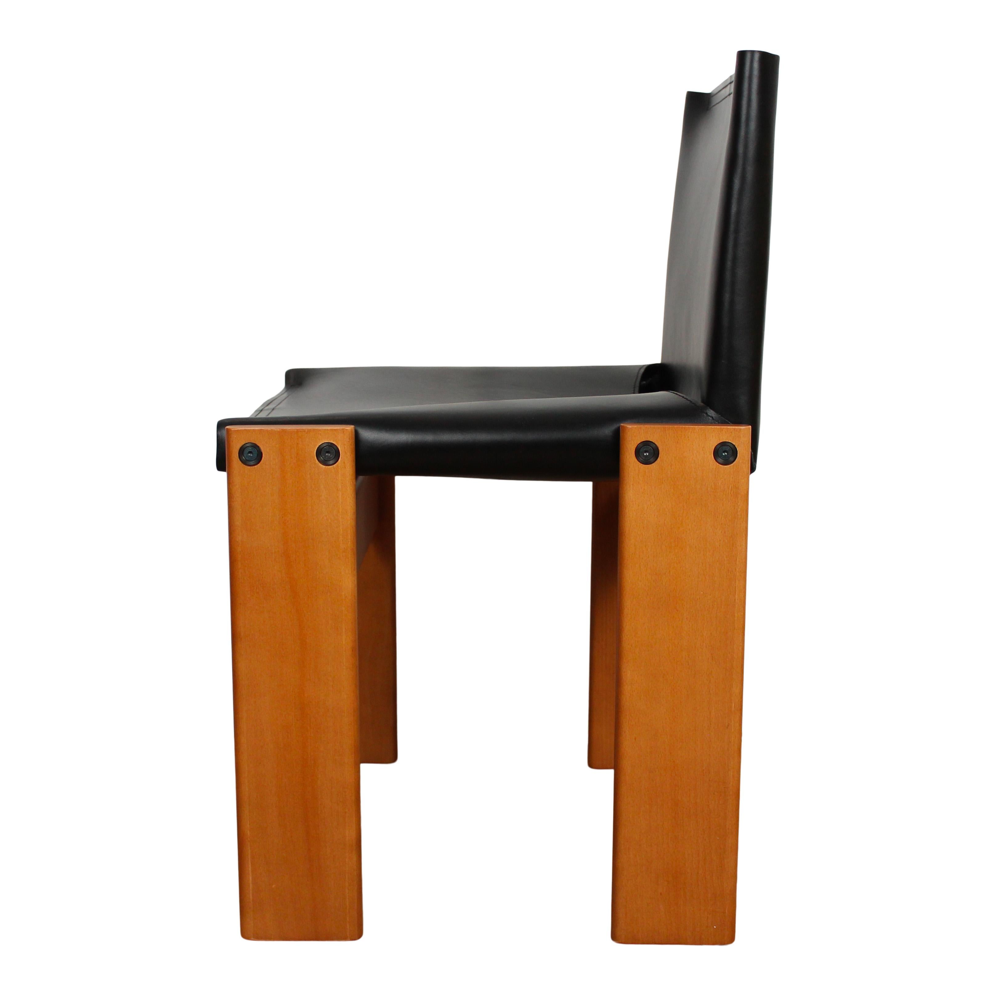 Sedia da pranzo Afra & Tobia Scarpa in pelle nera e rossa per Molteni, Set di 10 in vendita 9