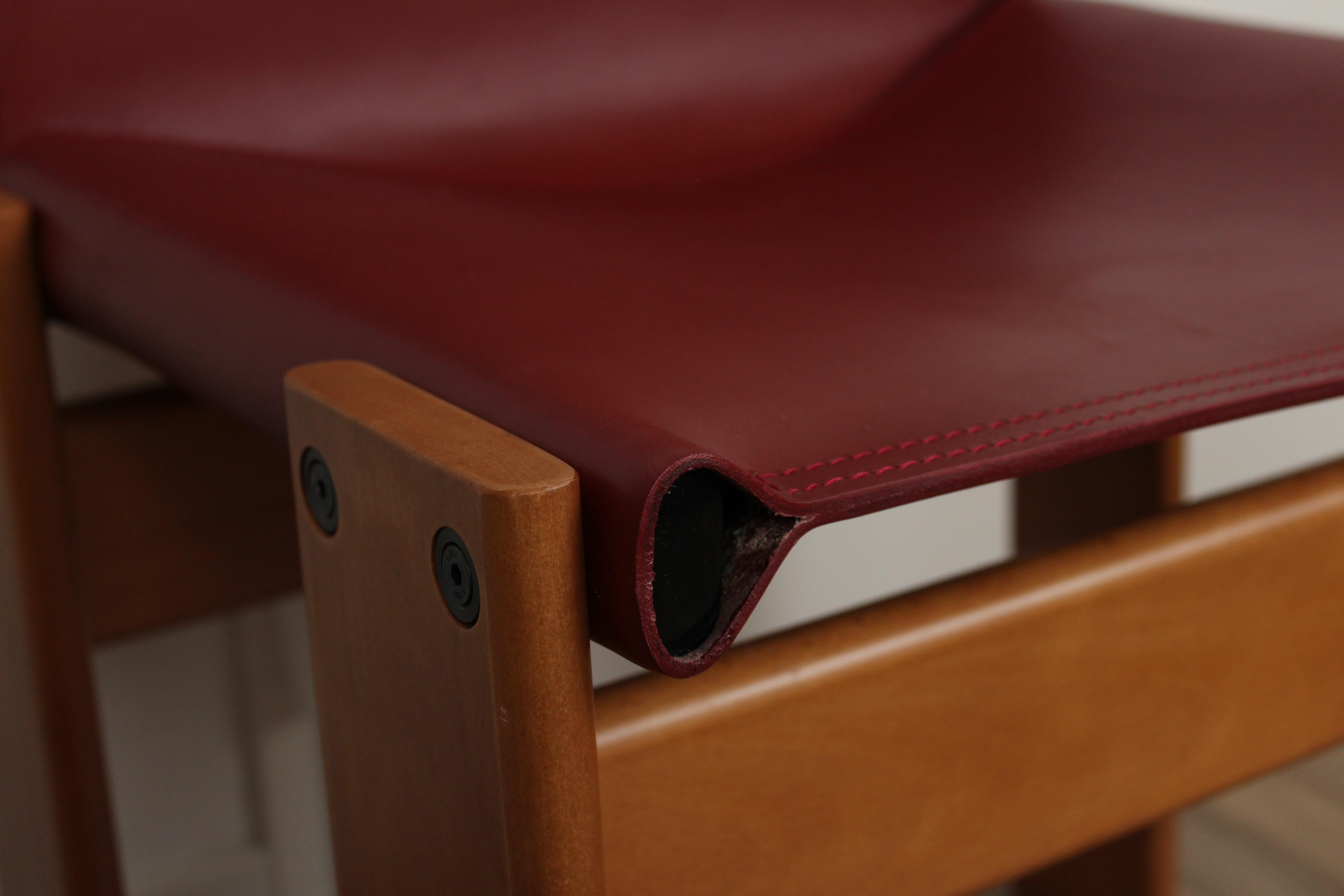 Sedia da pranzo Afra & Tobia Scarpa in pelle nera e rossa per Molteni, Set di 10 in vendita 12