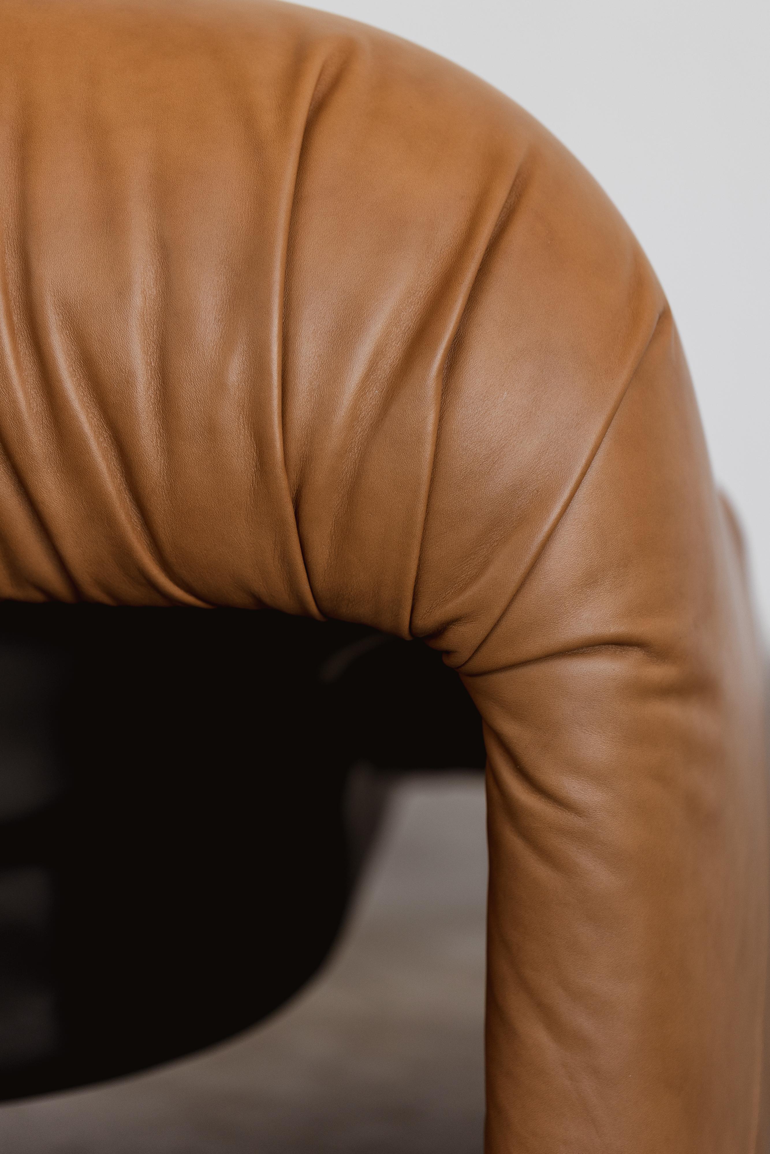 Mid-Century Modern Afra & Tobia Scarpa “Bonanza” Armchair for C&B Italia, Cognac Leather, 1969 For Sale