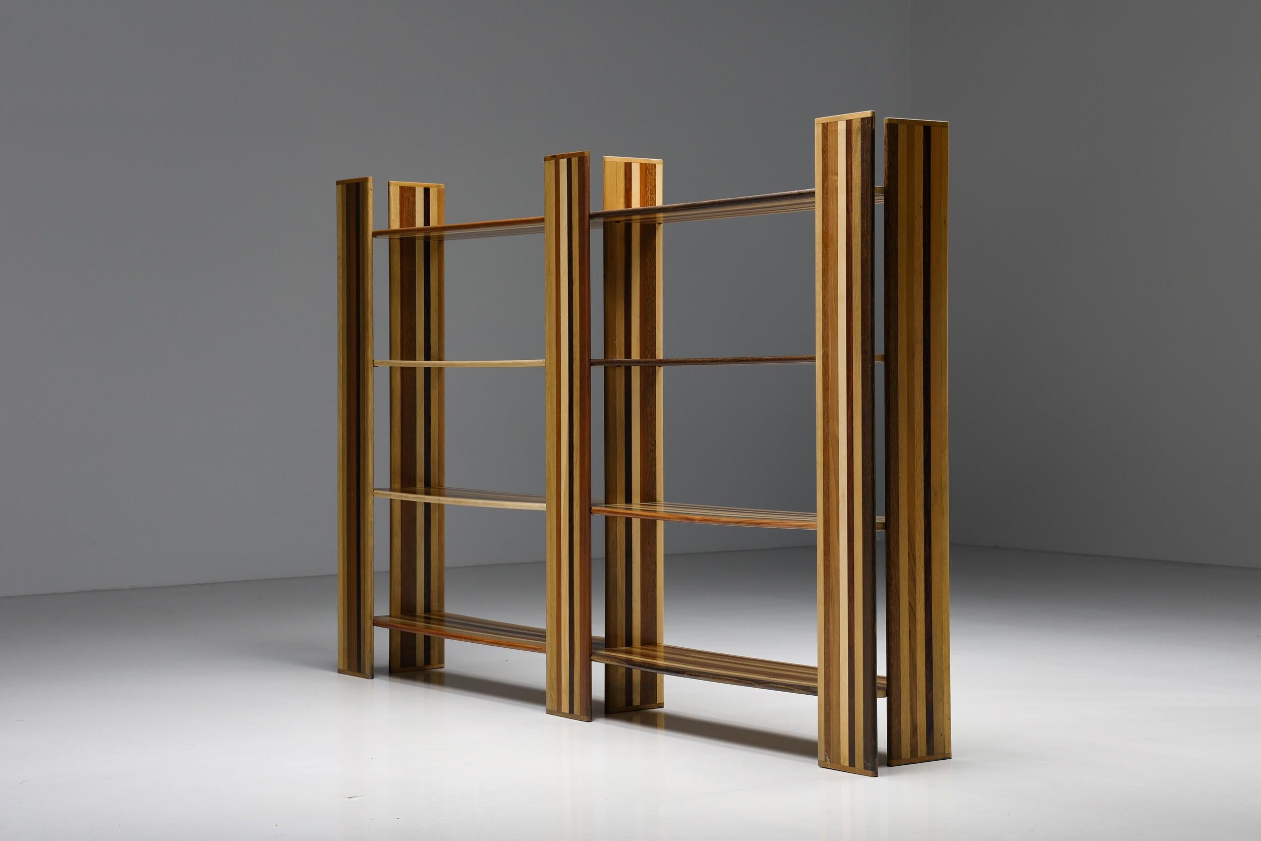 Wood Afra & Tobia Scarpa Bookcase for Molteni, Italy, Room Divider, Storage Unit, 1974