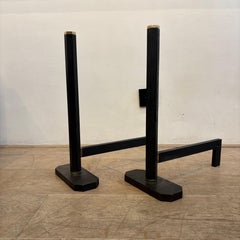 Andirons en laiton et acier Afra & Tobia Scarpa, Dimensione Fuoco, Italie, 1983