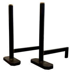 Afra & Tobia Scarpa Brass And Steel Andirons, Dimensione Fuoco, Italy, 1983