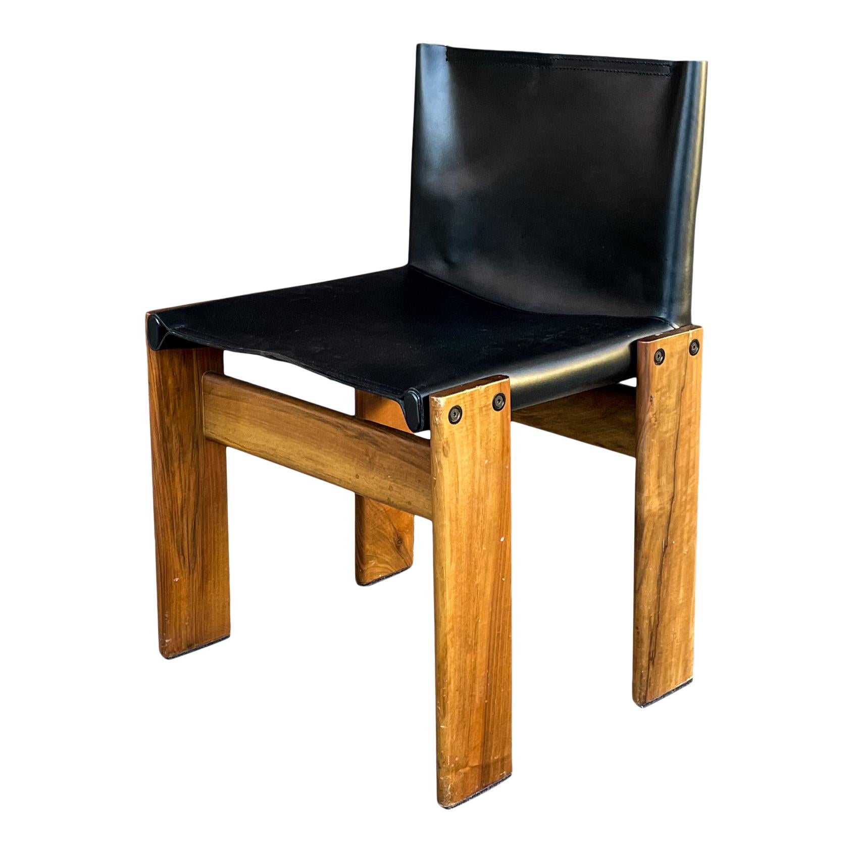 Afra & Tobia Scarpa Brick Leather Monk Dining Chair for Molteni, 1973, Set of 8 For Sale 3