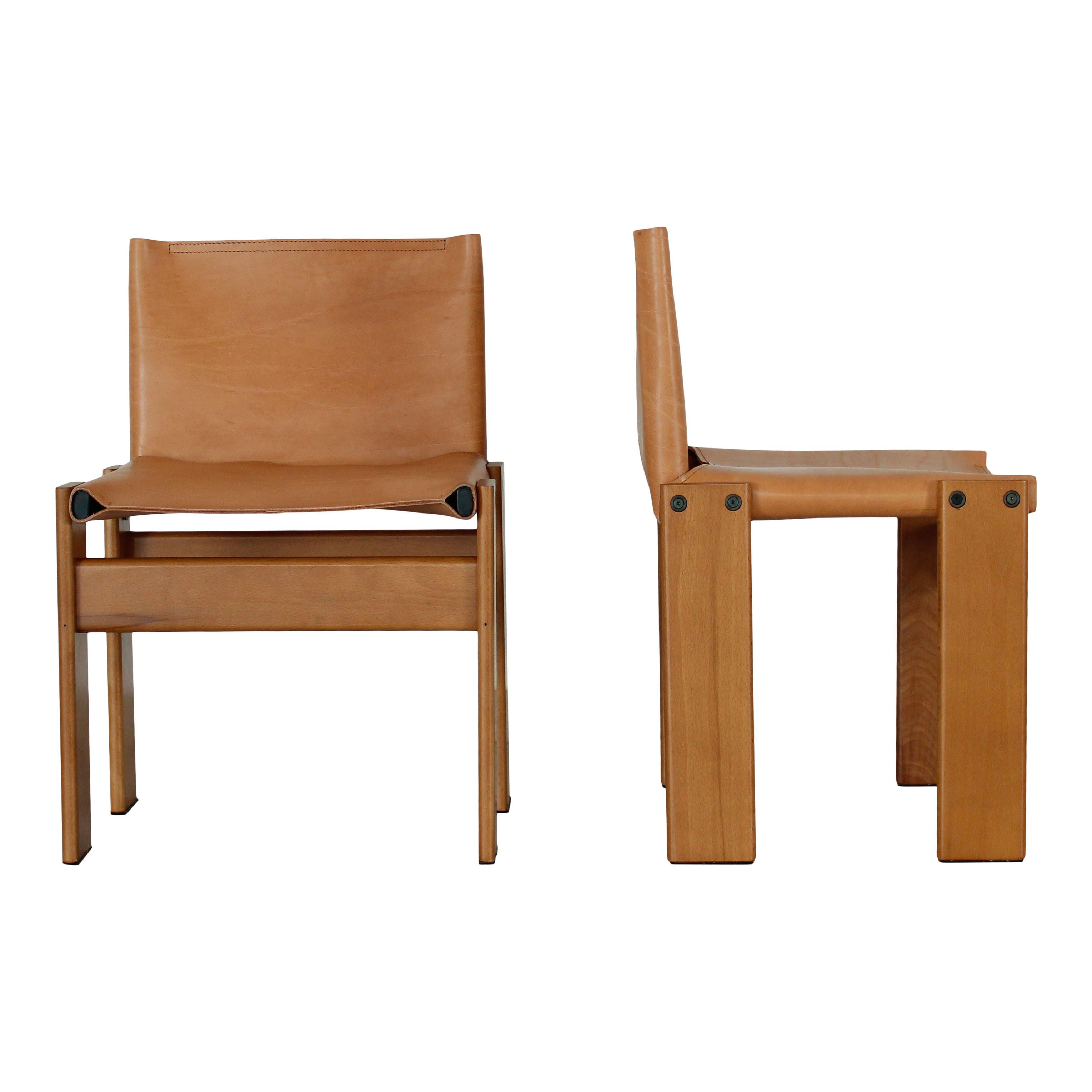 Afra & Tobia Scarpa Chaise de salle à manger Monk en cuir de buffle pour Molteni, ensemble de 12 en vente 3