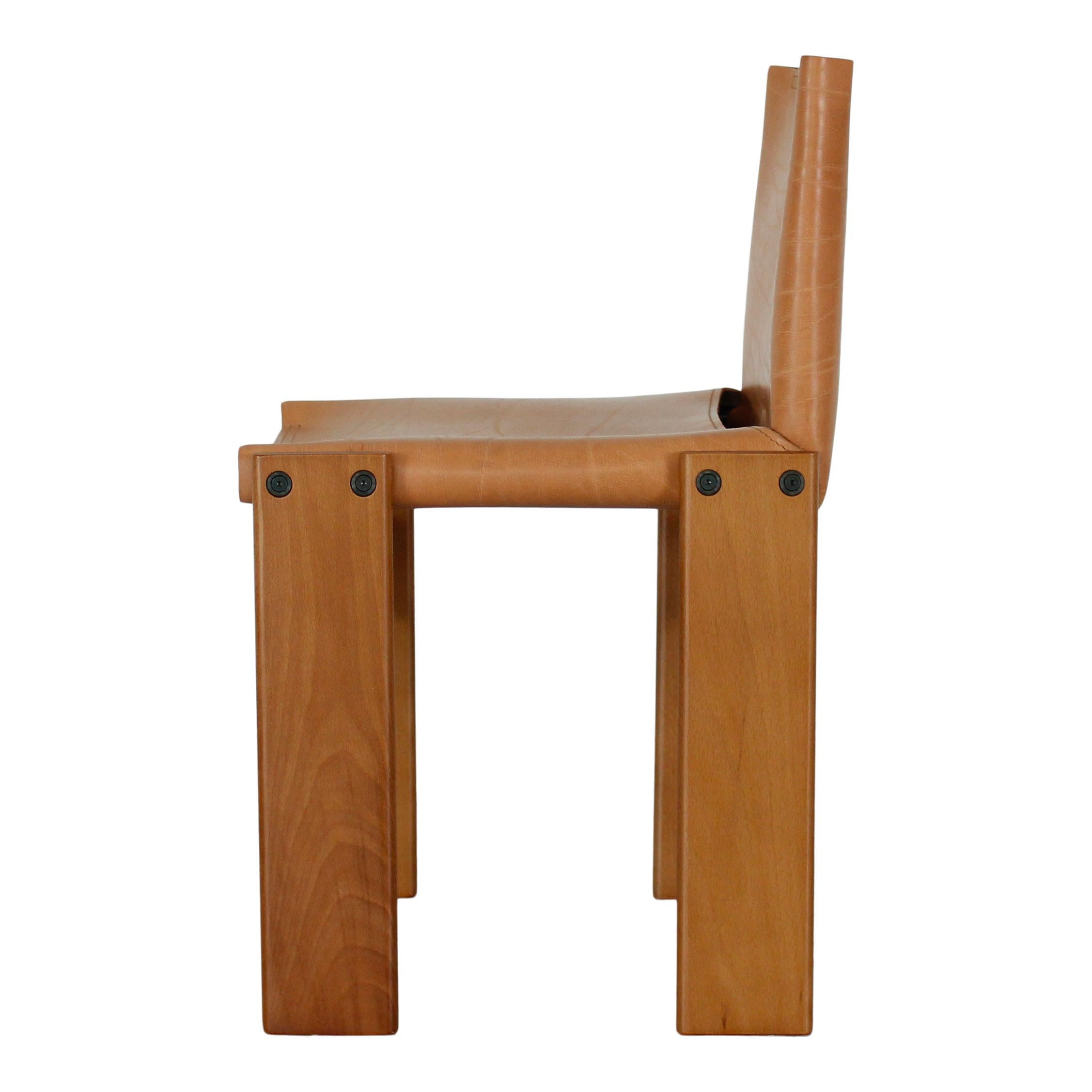 Afra & Tobia Scarpa Chaise de salle à manger Monk en cuir de buffle pour Molteni, ensemble de 6 en vente 8