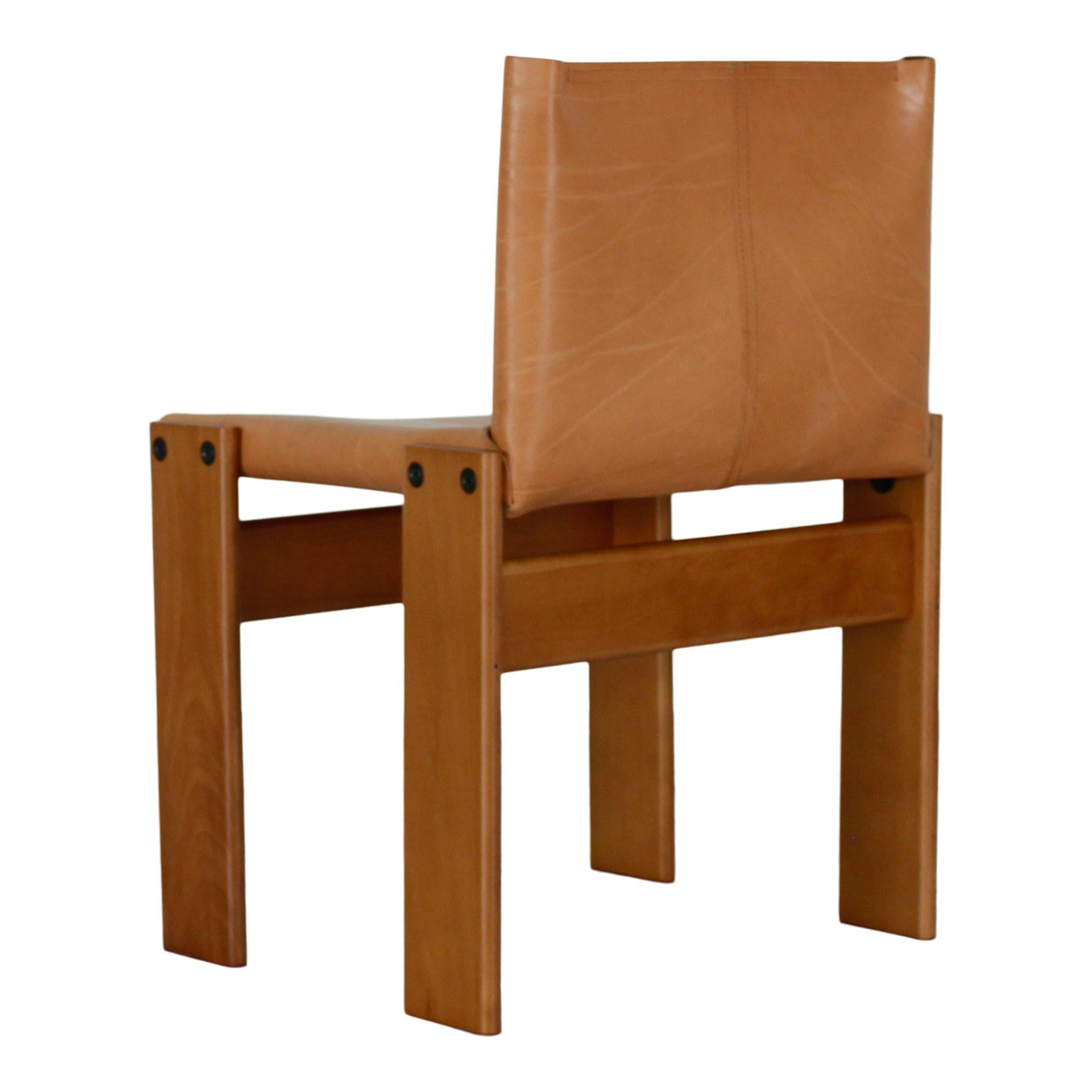 Afra & Tobia Scarpa Chaise de salle à manger Monk en cuir de buffle pour Molteni, ensemble de 6 en vente 9