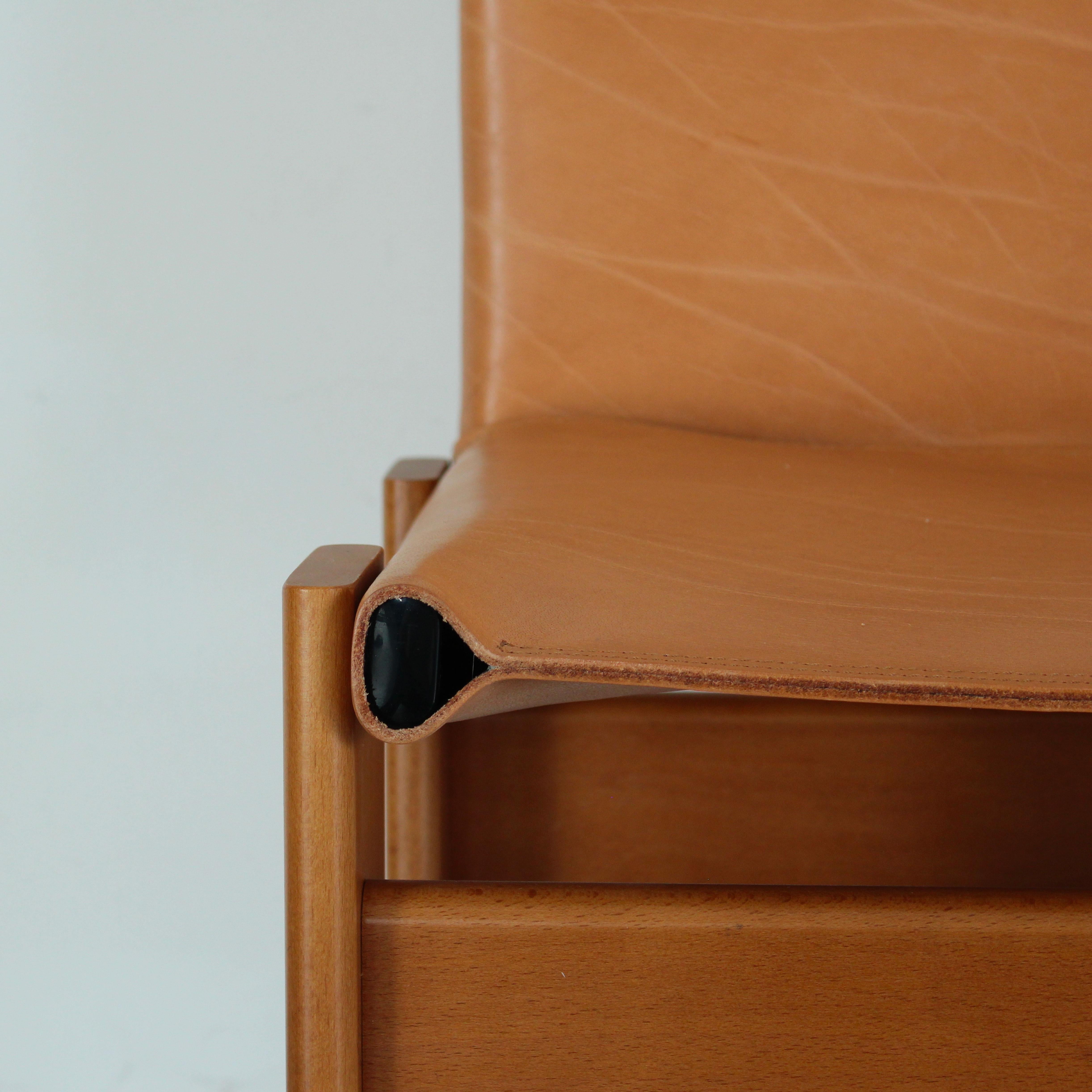 Afra & Tobia Scarpa Chaise de salle à manger Monk en cuir de buffle pour Molteni, ensemble de 6 en vente 11