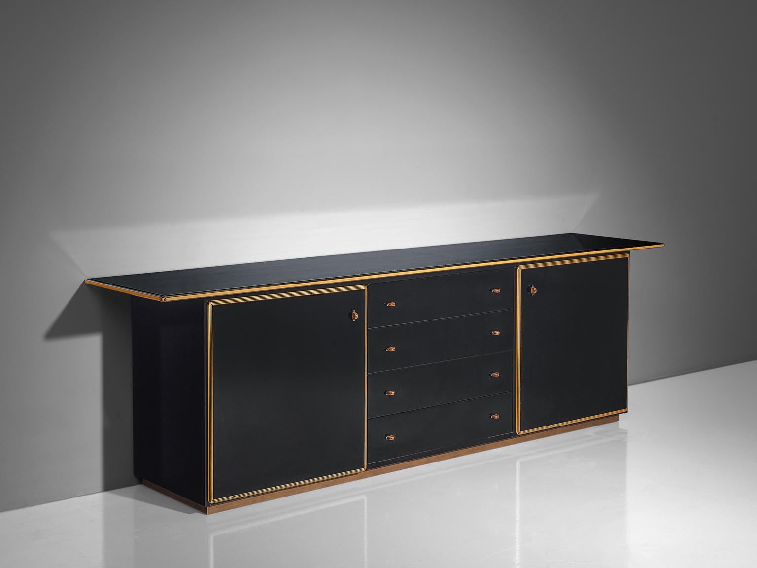 Italian Afra and Tobia Scarpa Black Lacquered Cabinet