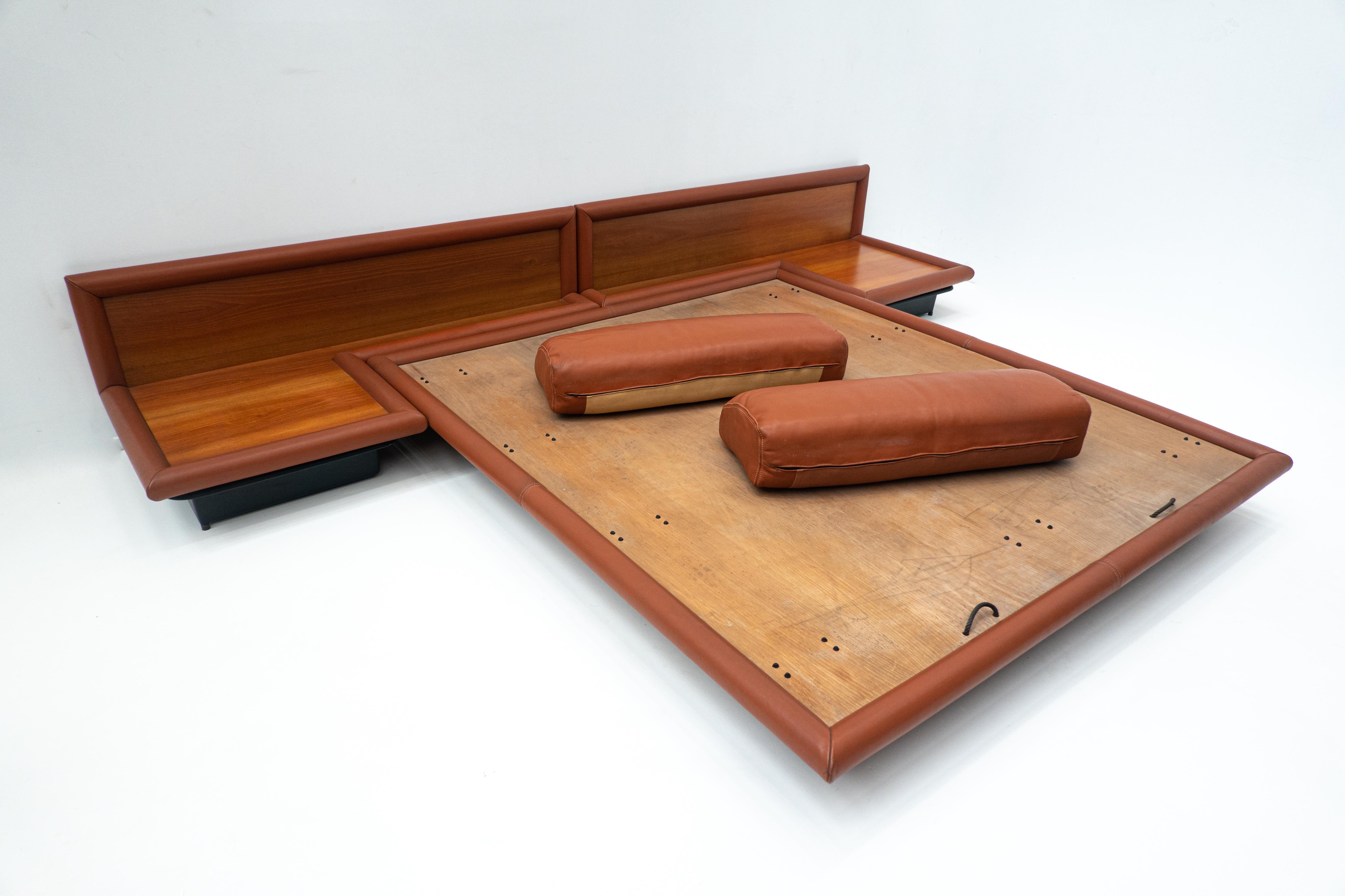 Afra & Tobia Scarpa Cognac Leather Bed Model Morna for Molteni, Italy, 1972 5