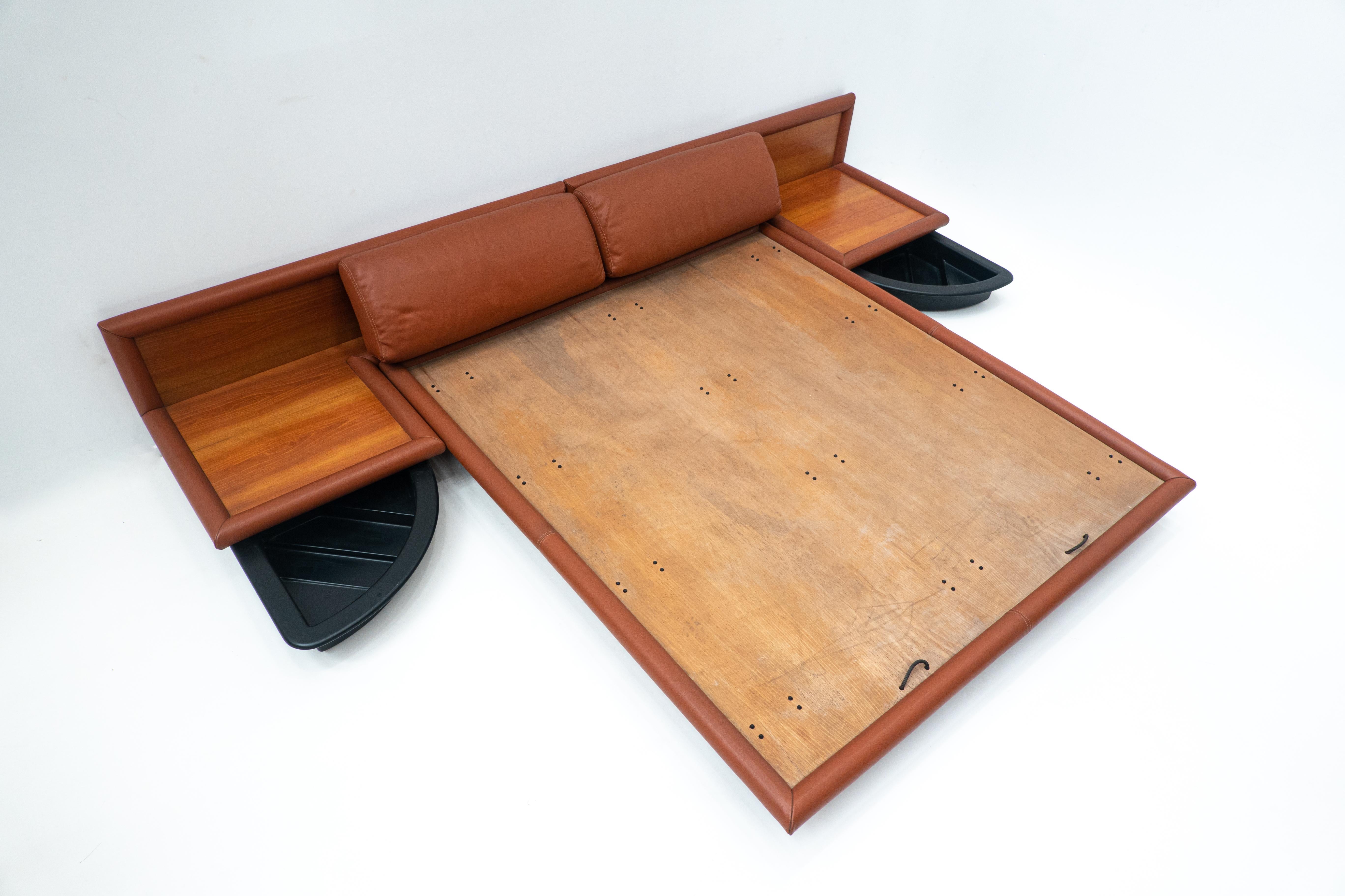 Late 20th Century Afra & Tobia Scarpa Cognac Leather Bed Model Morna for Molteni, Italy, 1972
