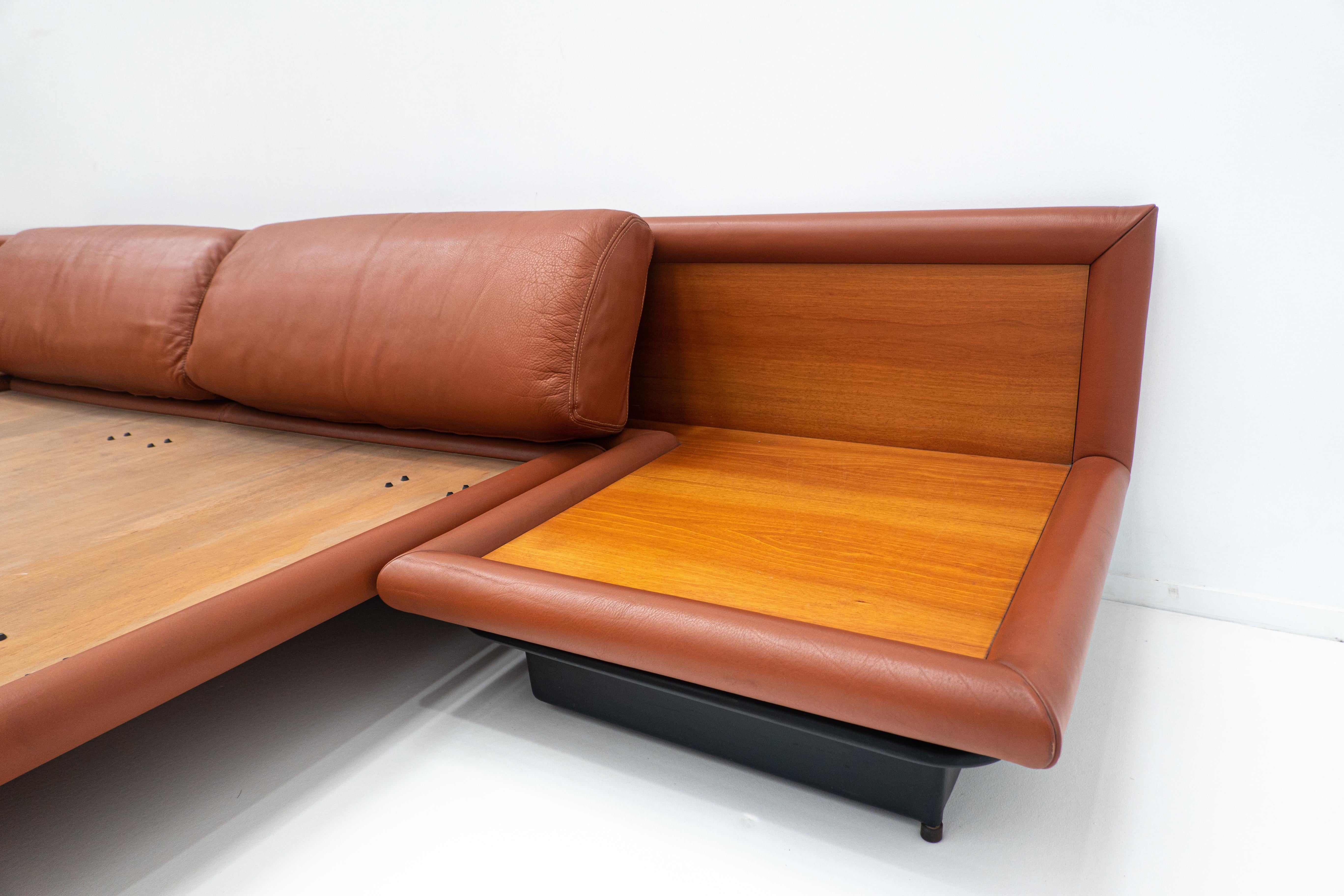 Afra & Tobia Scarpa Cognac Leather Bed Model Morna for Molteni, Italy, 1972 3