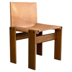 Sedia da pranzo Tobia Scarpa in pelle cognac per Molteni, 1973